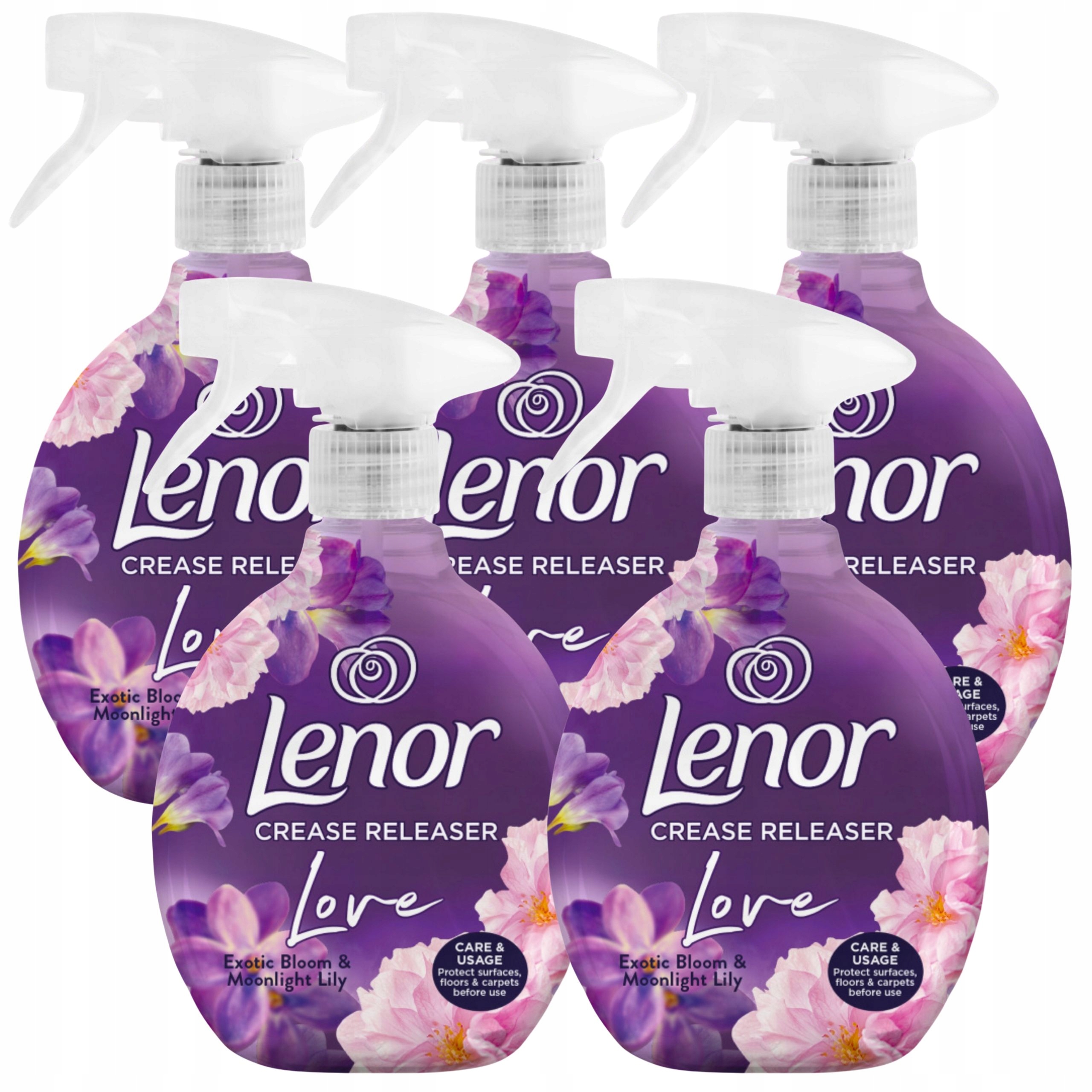 5 x tekutá žehlička ve spreji Lenor Sprej na vyhlazení tkanin Exotic Bloom 500 ml