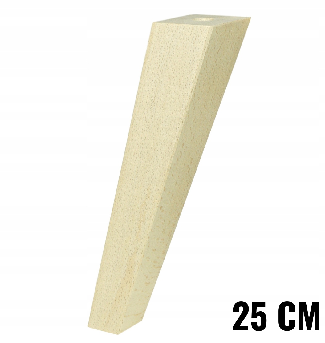 

noga do mebla bukowa skośna trapez surowa 25 cm