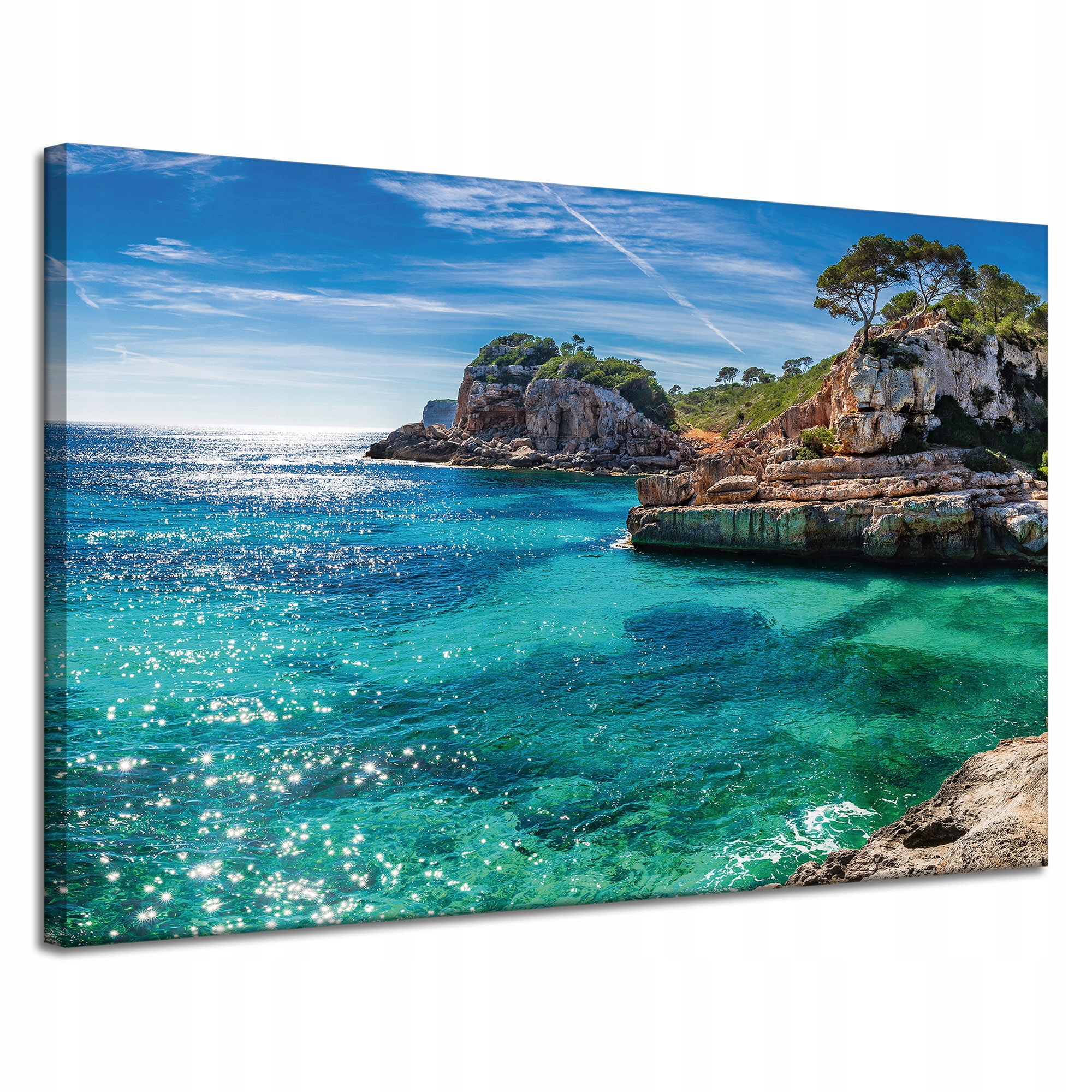 Obraz na plátně Krajina Skály Voda Stromy Slunce 120x80 cm