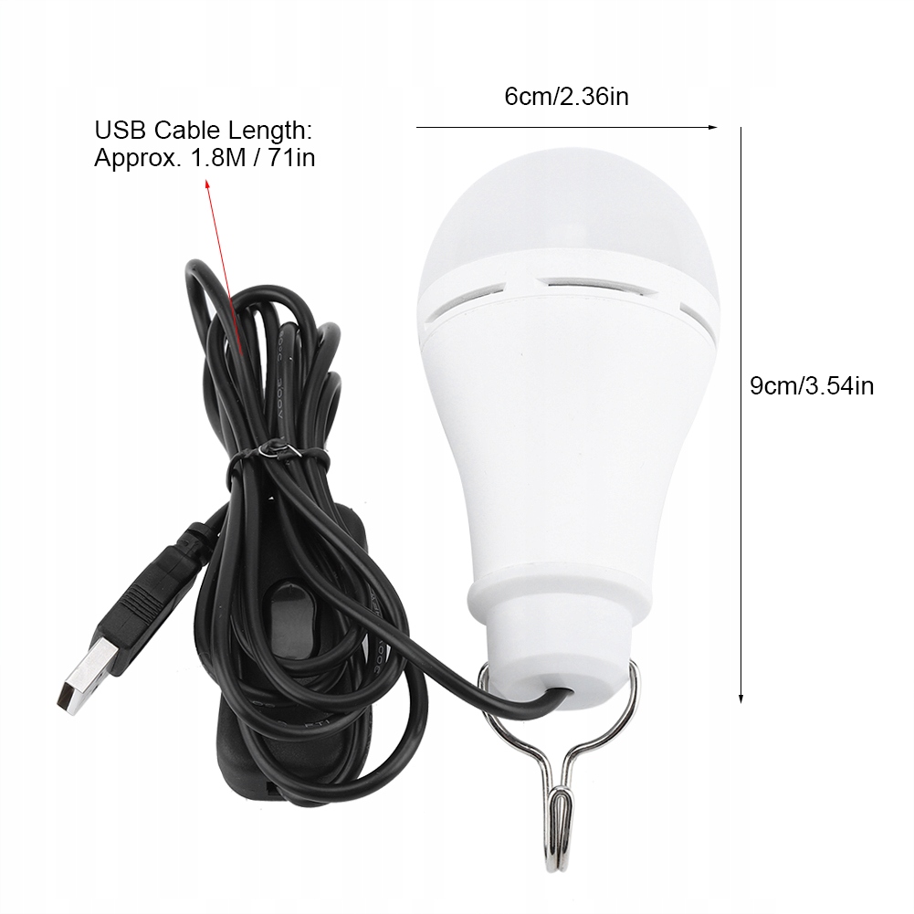 ŻARÓWKA USB LED LAMPA TURYSTYCZNA WISZĄCA WIESZAK Model 7845123256912