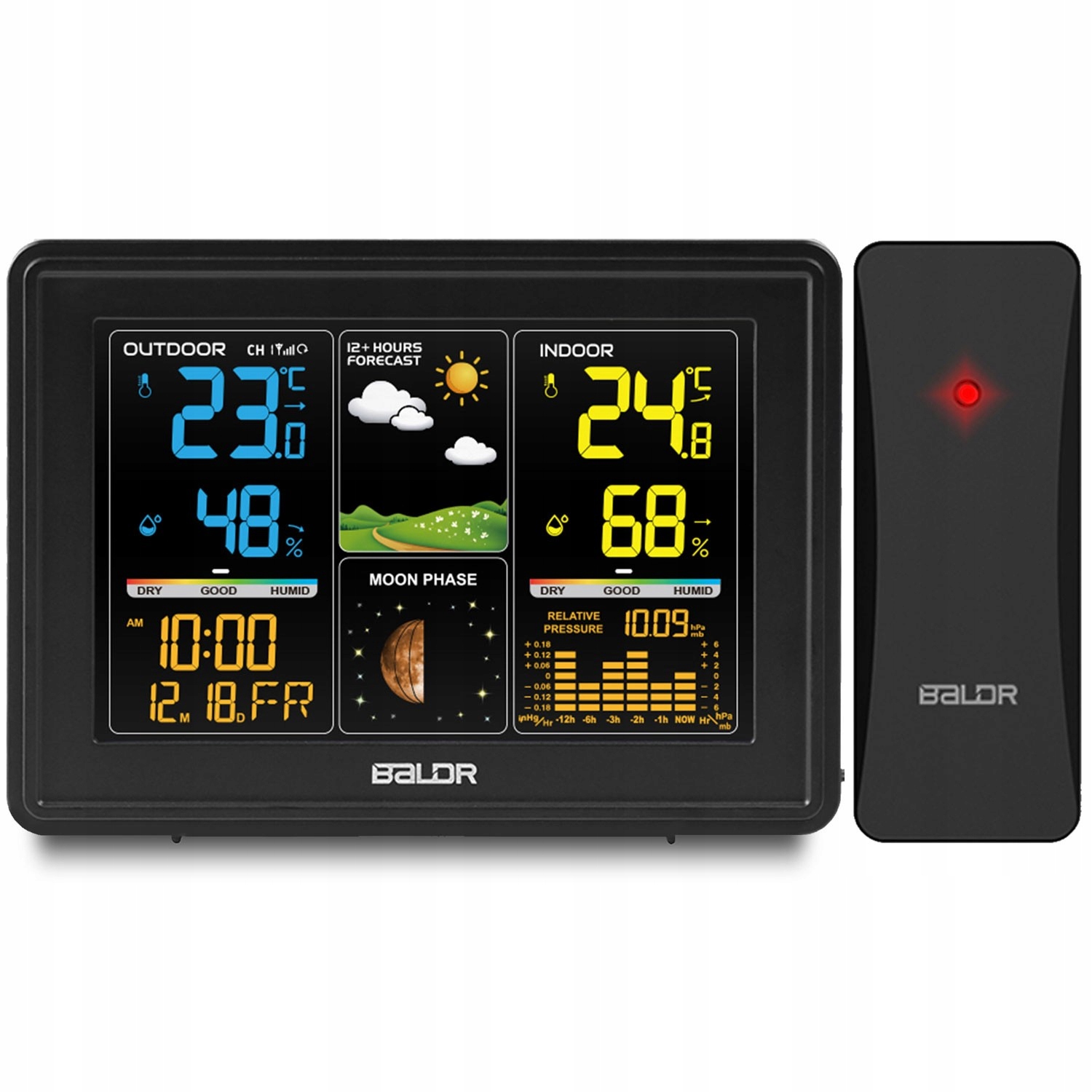 Stacja pogodowa z wyświetlaczem BD-907 czarna