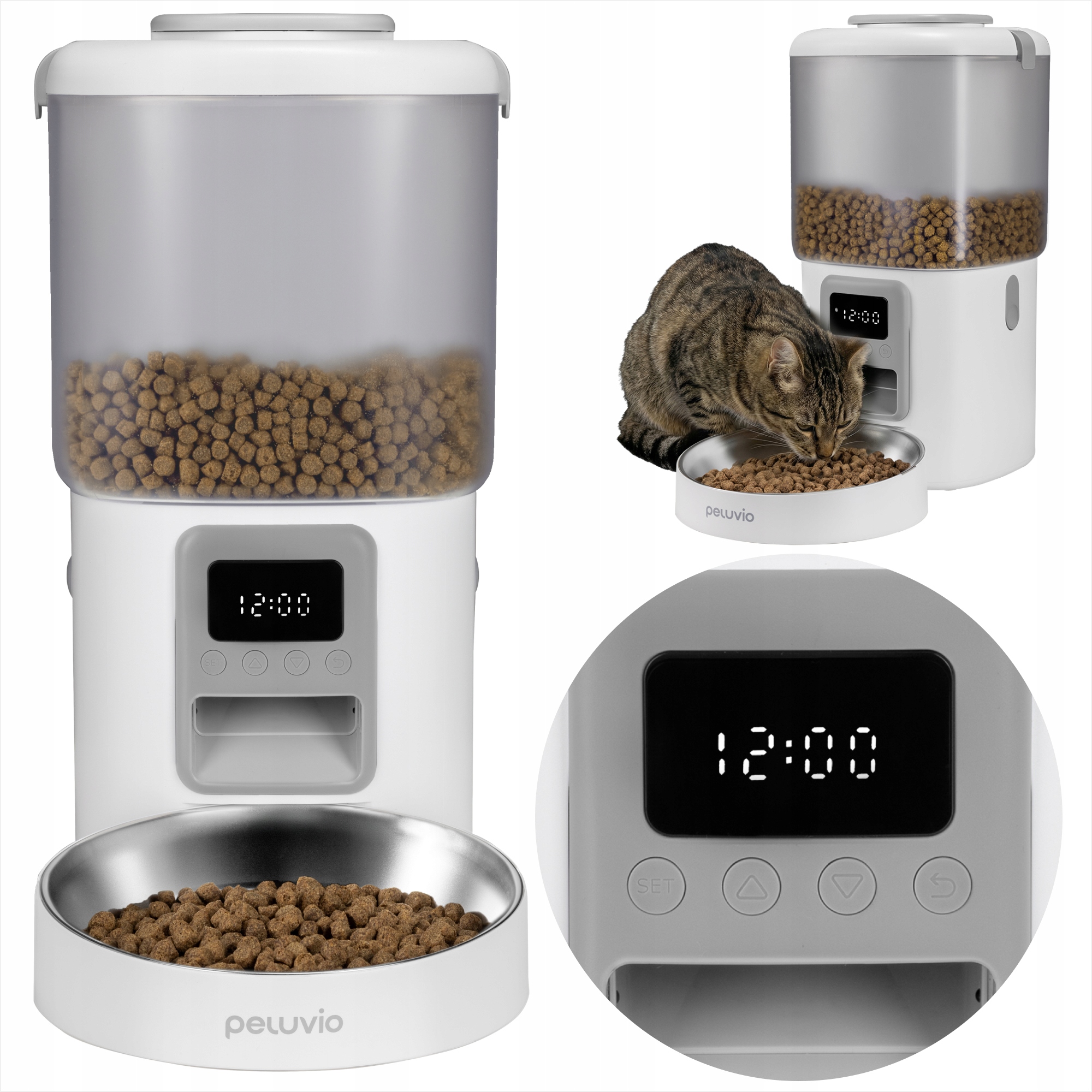 Levně Automatický podavač dávkovač krmiva pro kočky psa 4,5Lmiska Peluvio Crispy