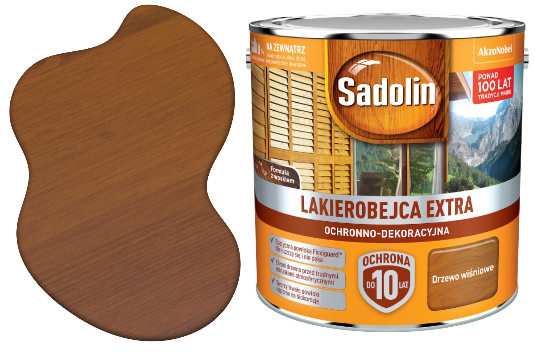 Wydajna Lazura Do Drewna Extra Ochronna Dekoracyjna Drzewo Wiśniowe 2,5L