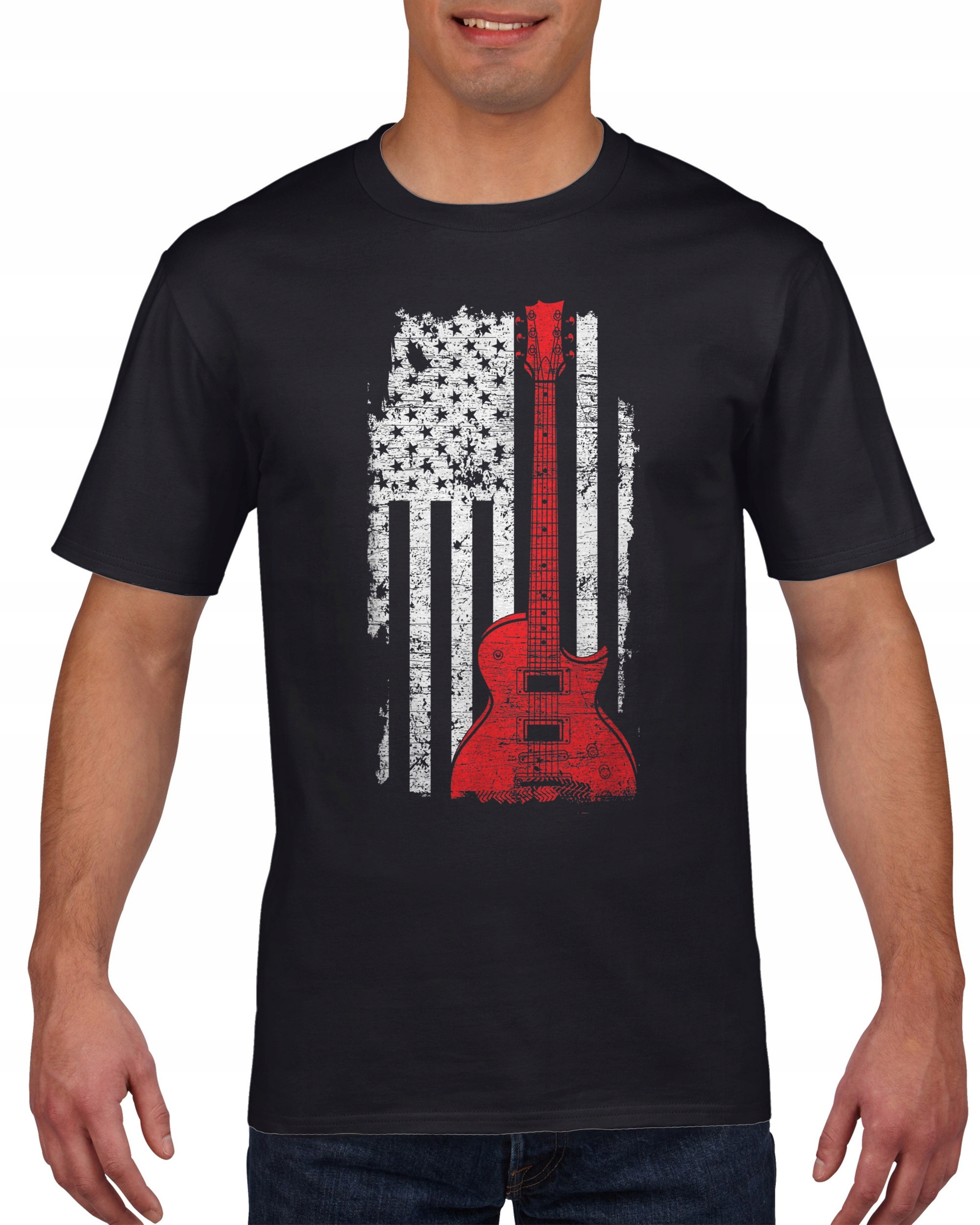 

Koszulka męska Gitara i flaga amerykańska L