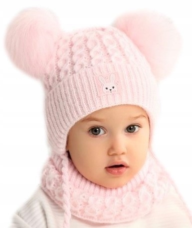 

Czapka Wiązana i Komin Komplet Zimowy 46-50cm 1-3L
