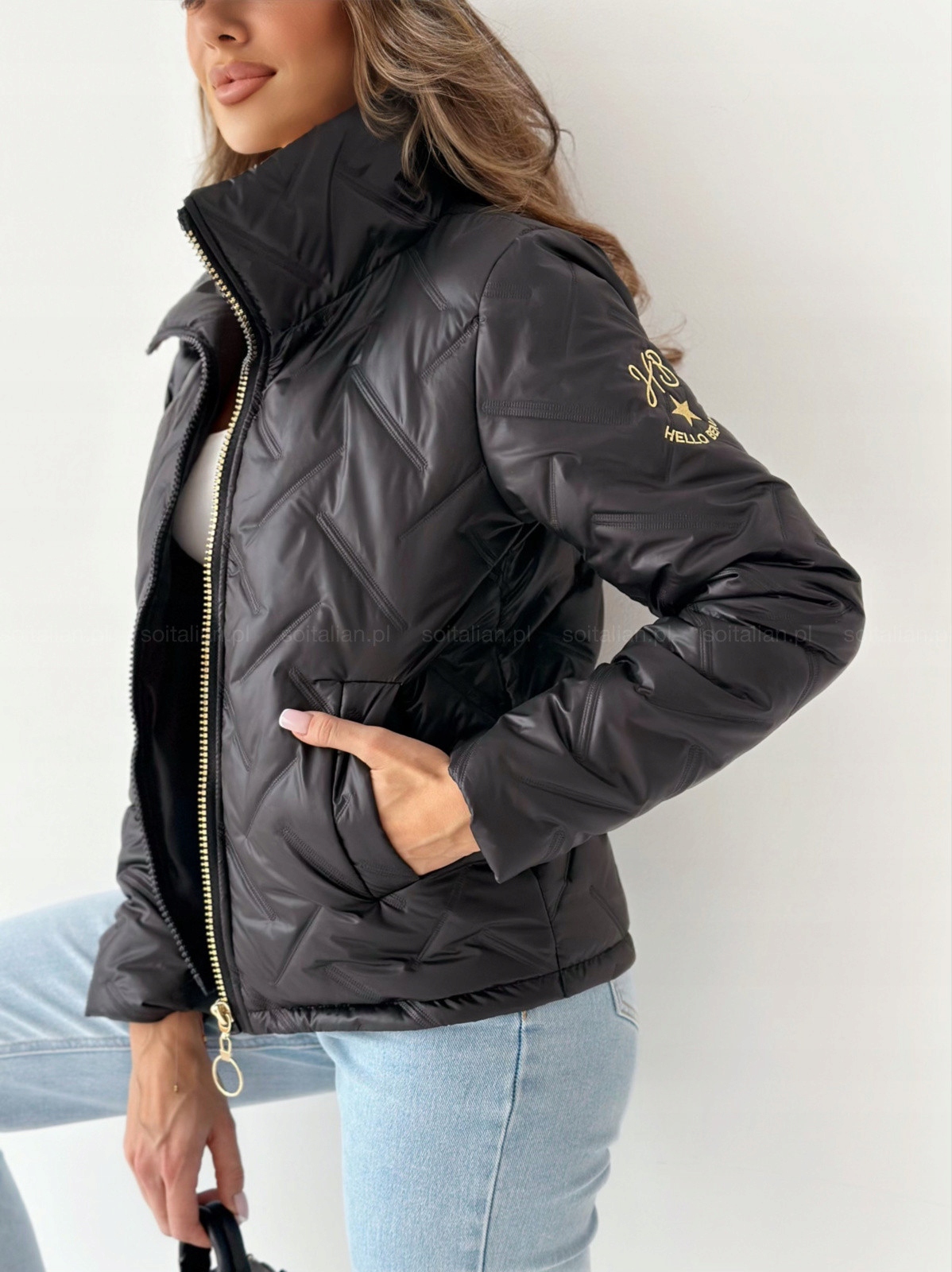 KURTKA PIKOWANA ARCHER CZARNA ROZ.M Kaptur bez kaptura