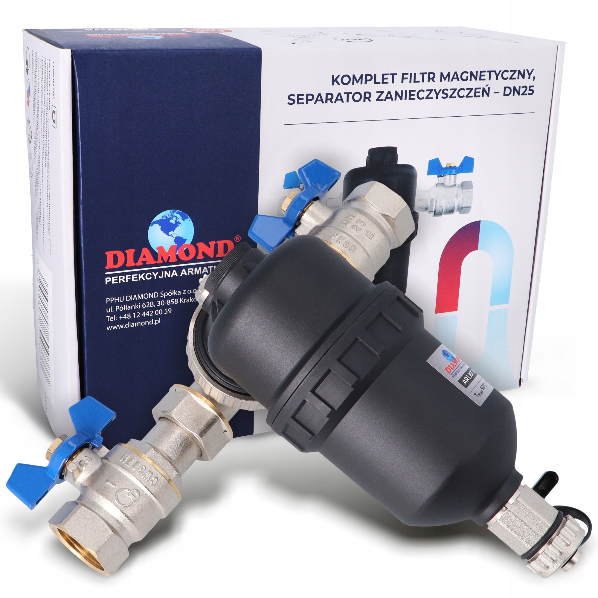 Magnetický filter na vodu 1 DN25 Oddeľovač nečistôt Odmulovač Magnes A9-P