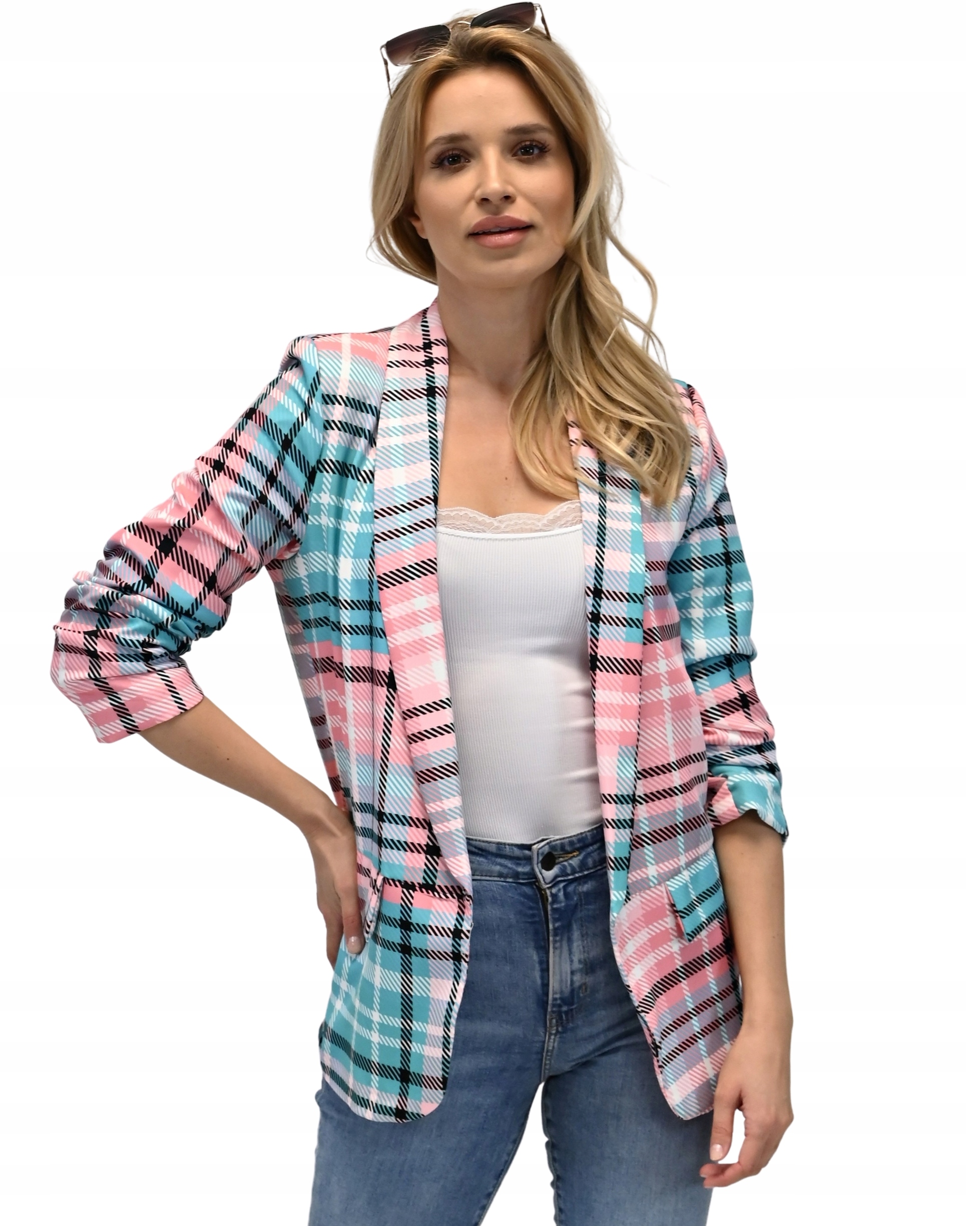 Damska MARYNARKA - żakiet - narzutka - M / 38 Rękaw rękaw 3/4