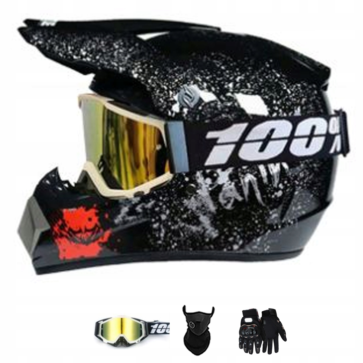 Motocyklová Přilba Lehká Enduro Quada Brýle Rukavice Maska XL