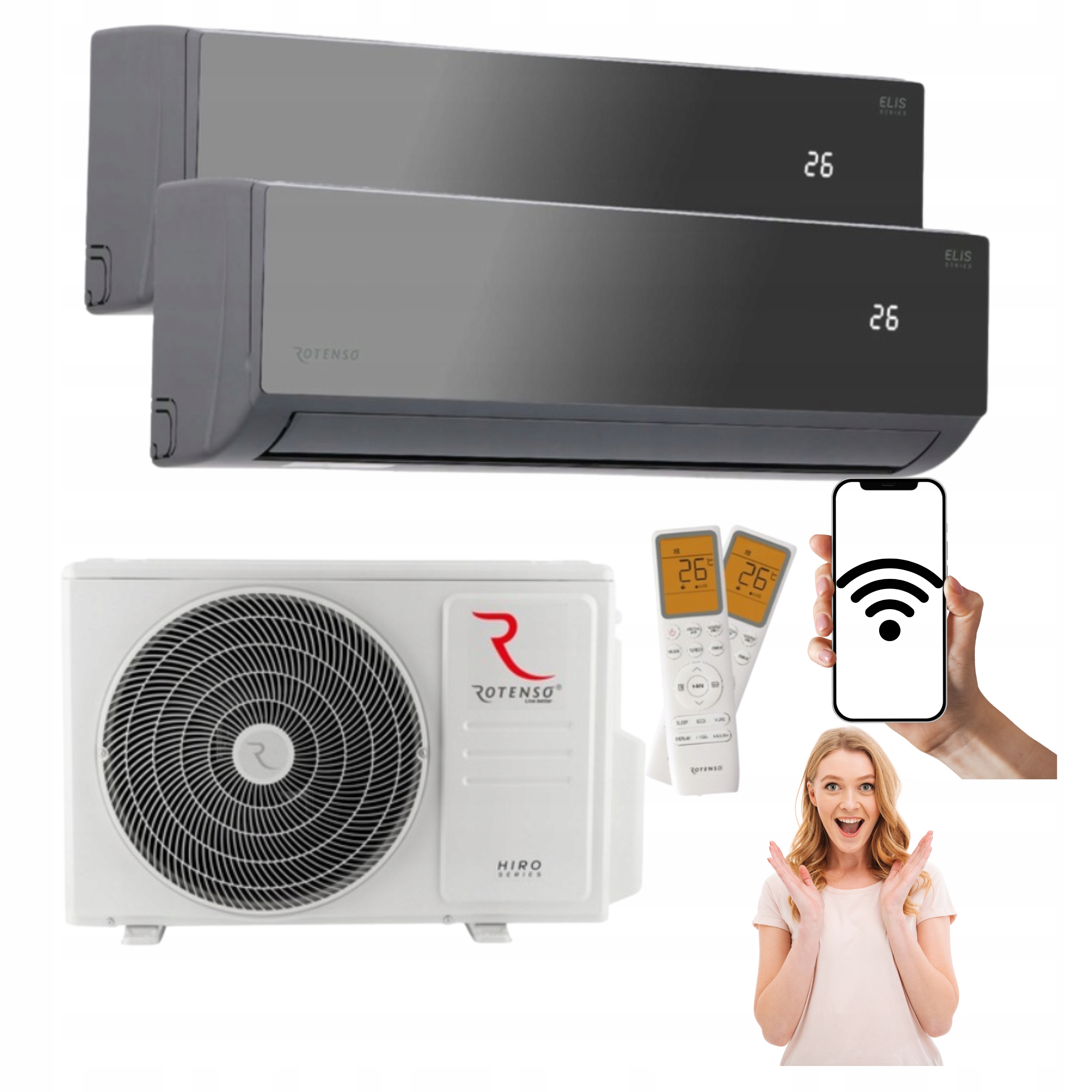 Nástenná klimatizácia Multisplit Rotenso Elis X Wifi 2x2,6 kW Výkonná Do Domácnosti