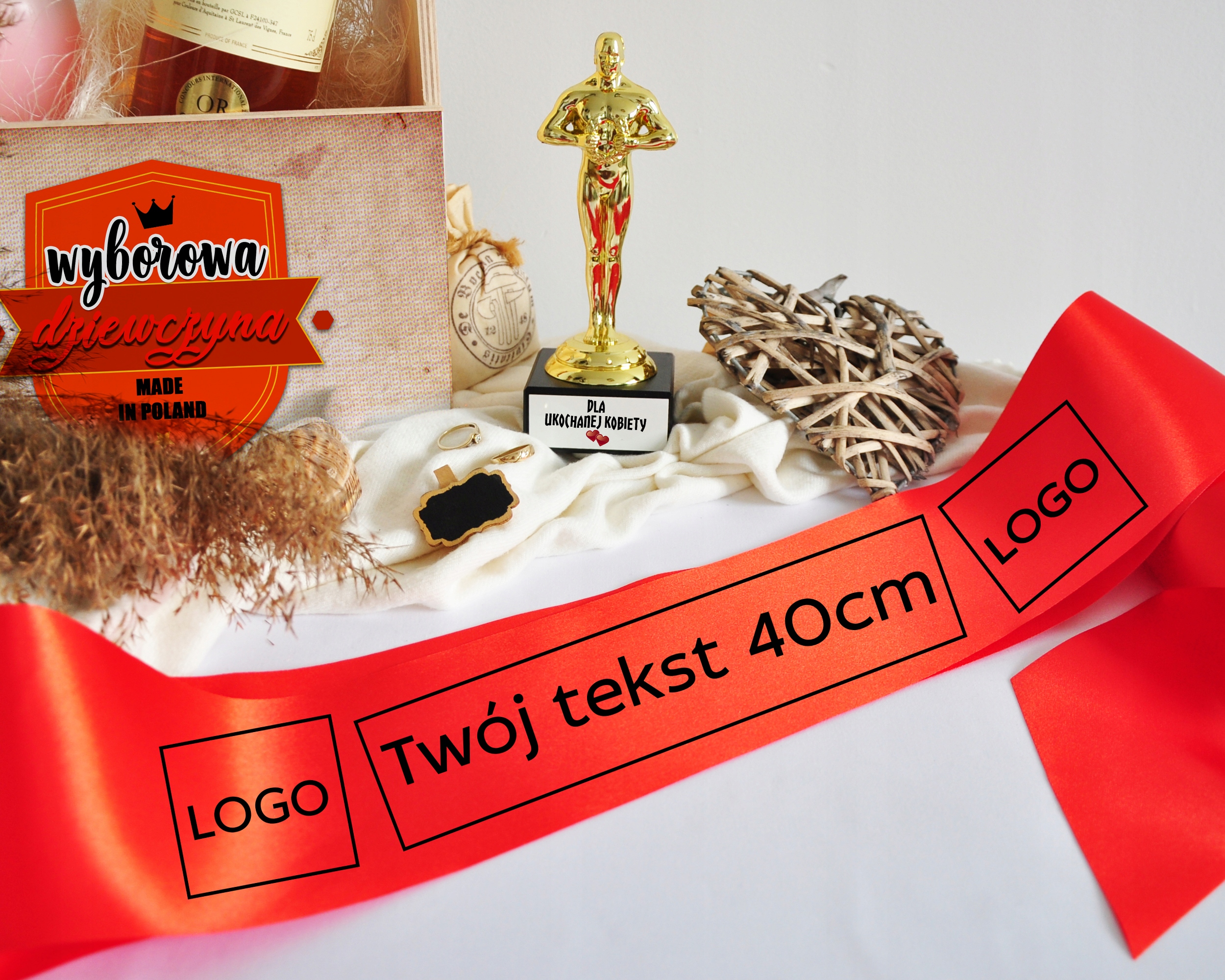 WSTĘGA SZARFA REKLAMOWA DLA HOSTESSY NADRUK LOGO Marka inna