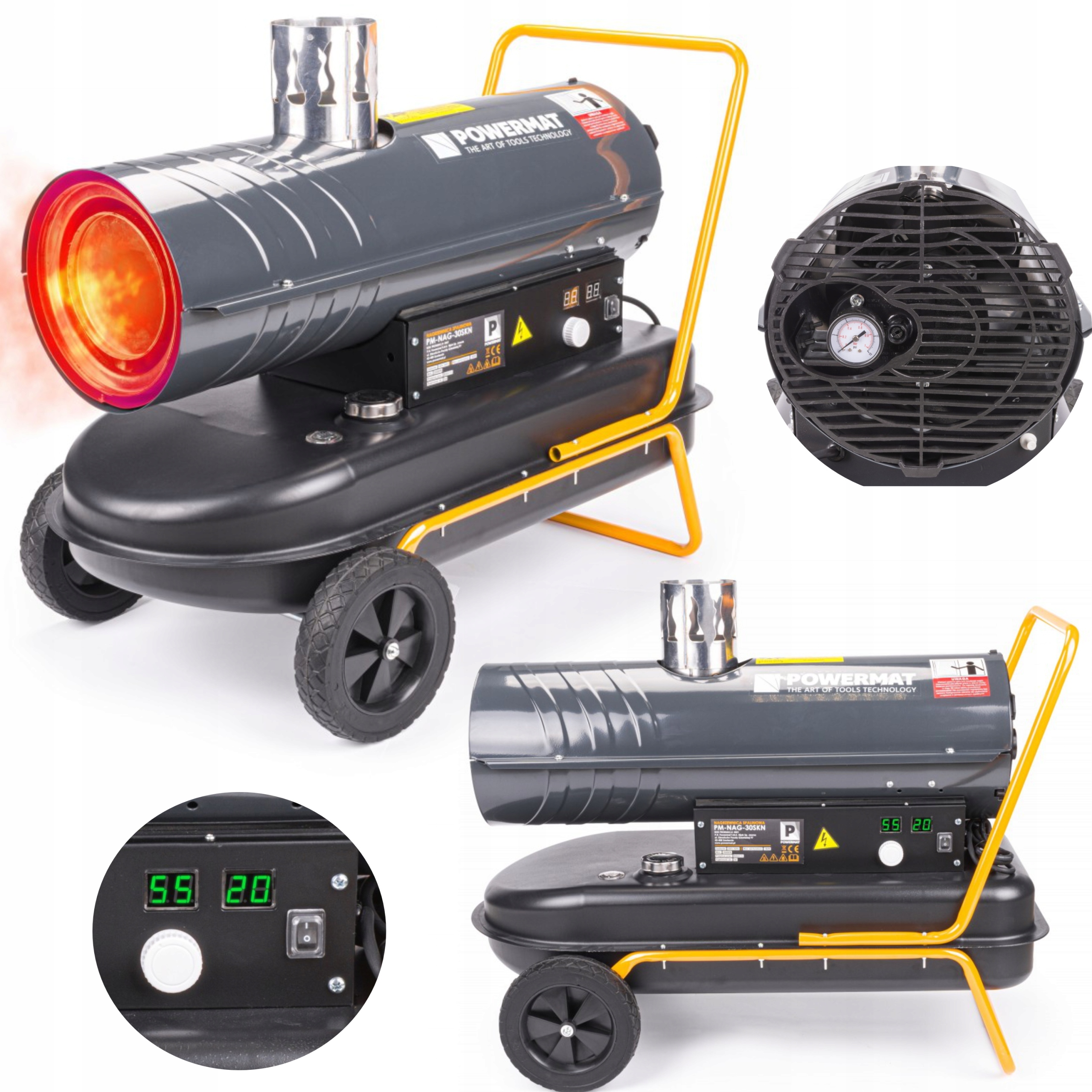 Olejový Ohřívač 30 Kw S Komínem Benzínový Dmychadlo LCD Termostat Kamna