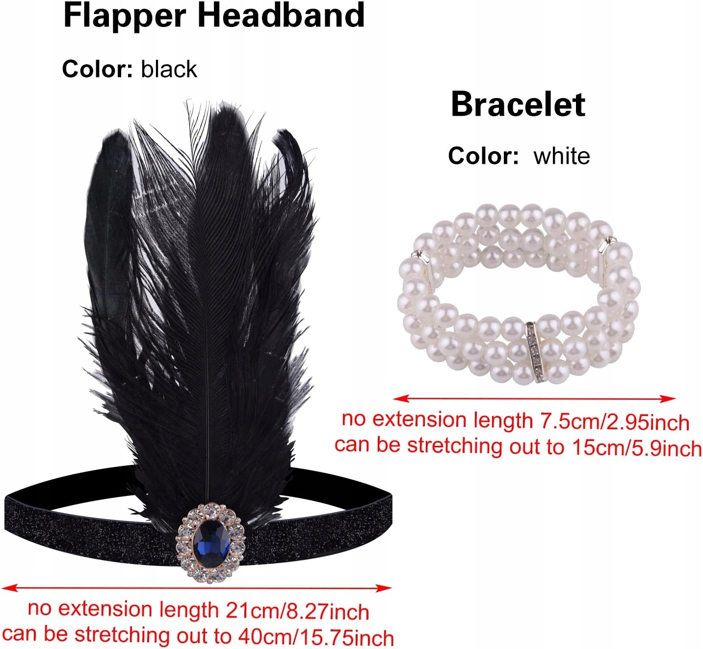 ZESTAW RETRO FLAPPER LATA 20 OPASKA KORALE 9w1 Płeć kobieta