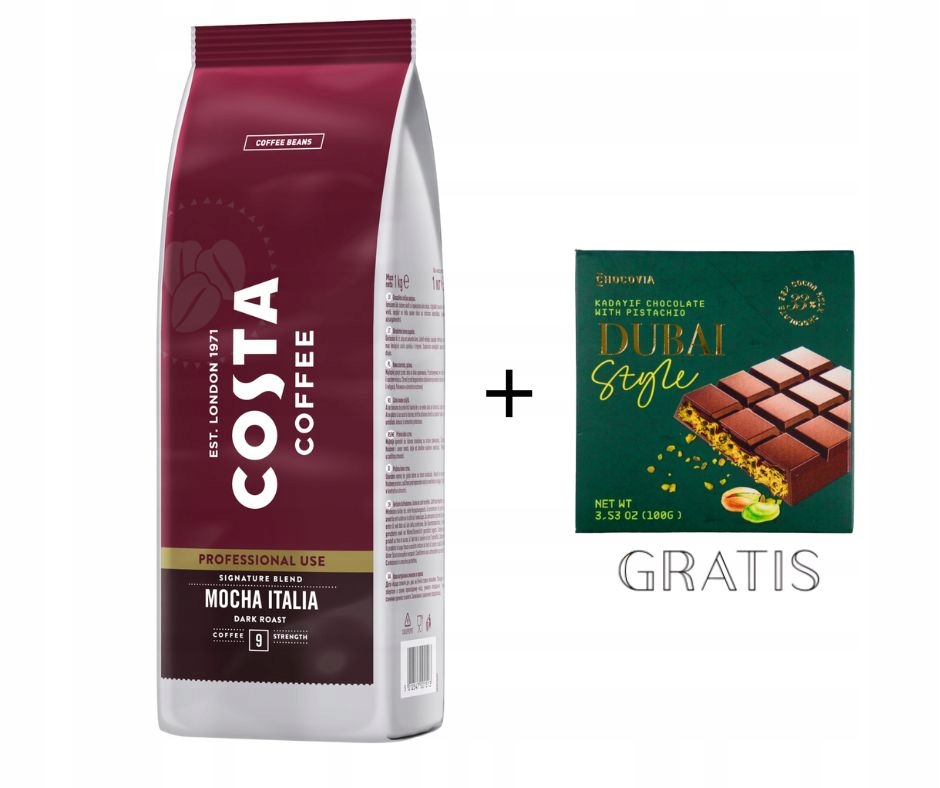 Levně Káva Costa Pro Signature Dark 1 kg Čokoláda s pistáciemi 100 g