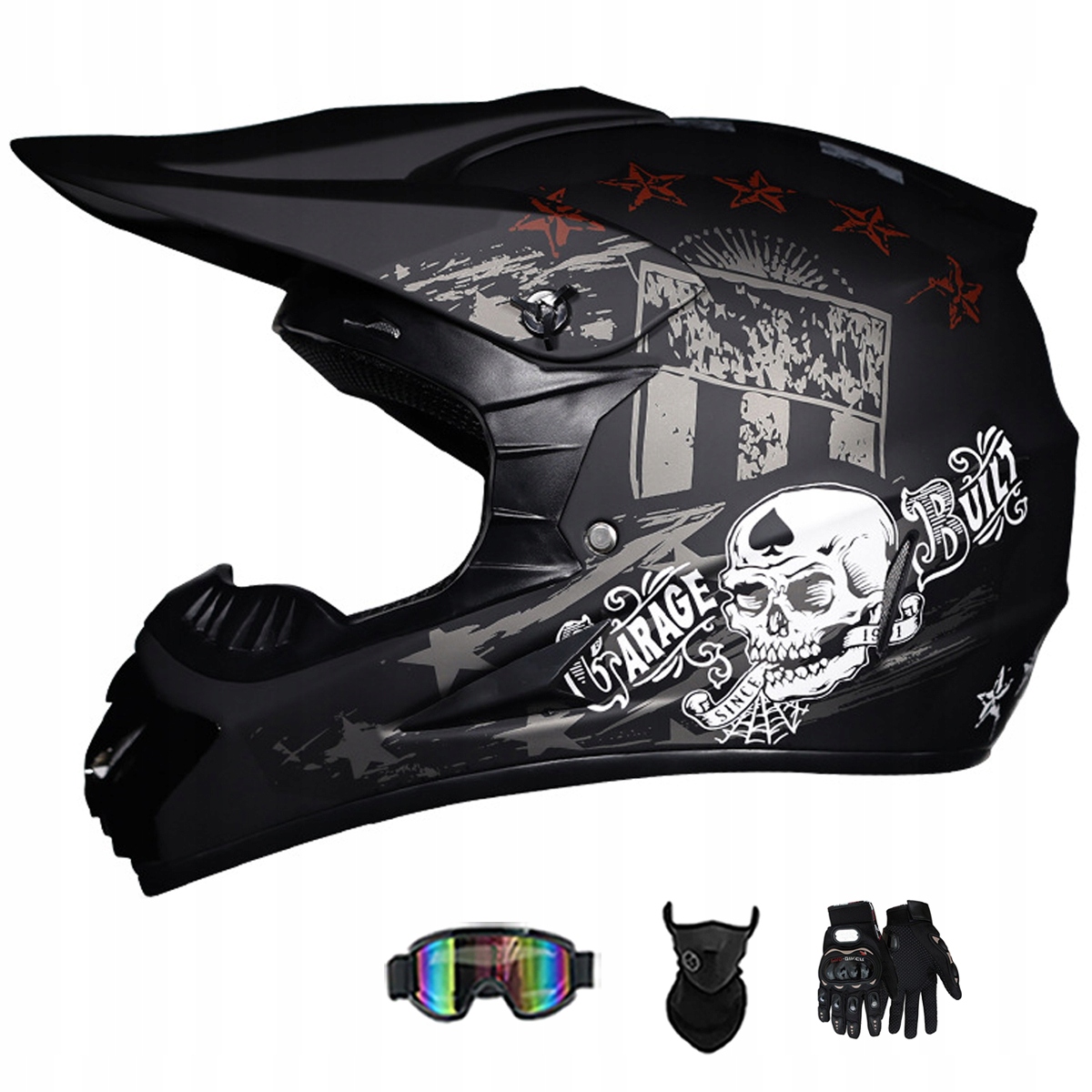 Motocyklová Přilba Lehká Crossová Přilba Enduro Quada Brýle Rukavice Maska L