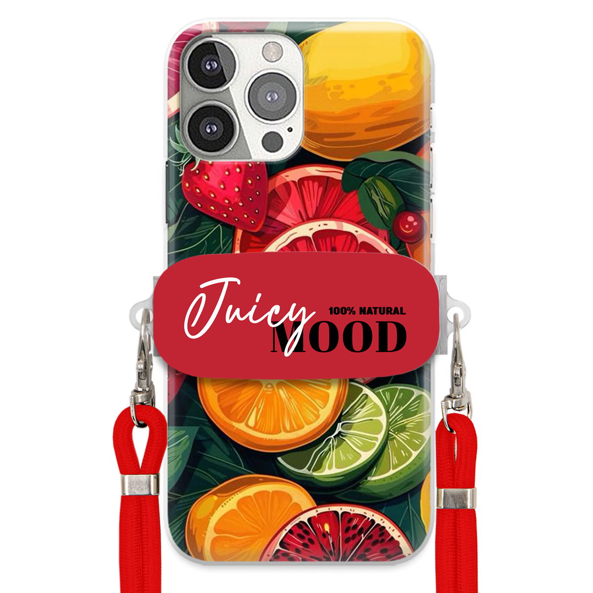 Puzdro pre iPHONE 13 Pro Červené Crossbody vodítko Módny držiak Juice Mood