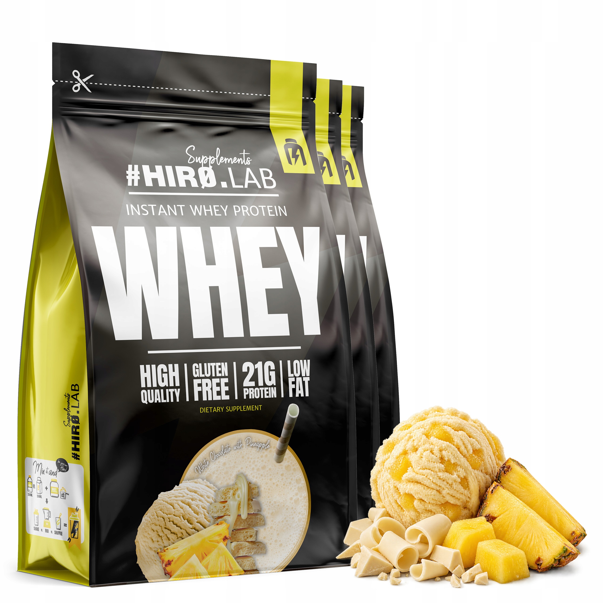 3x Protein Wpc Instant Whey Protein syrovátkový 750g Čokoláda Ananas HiroLab