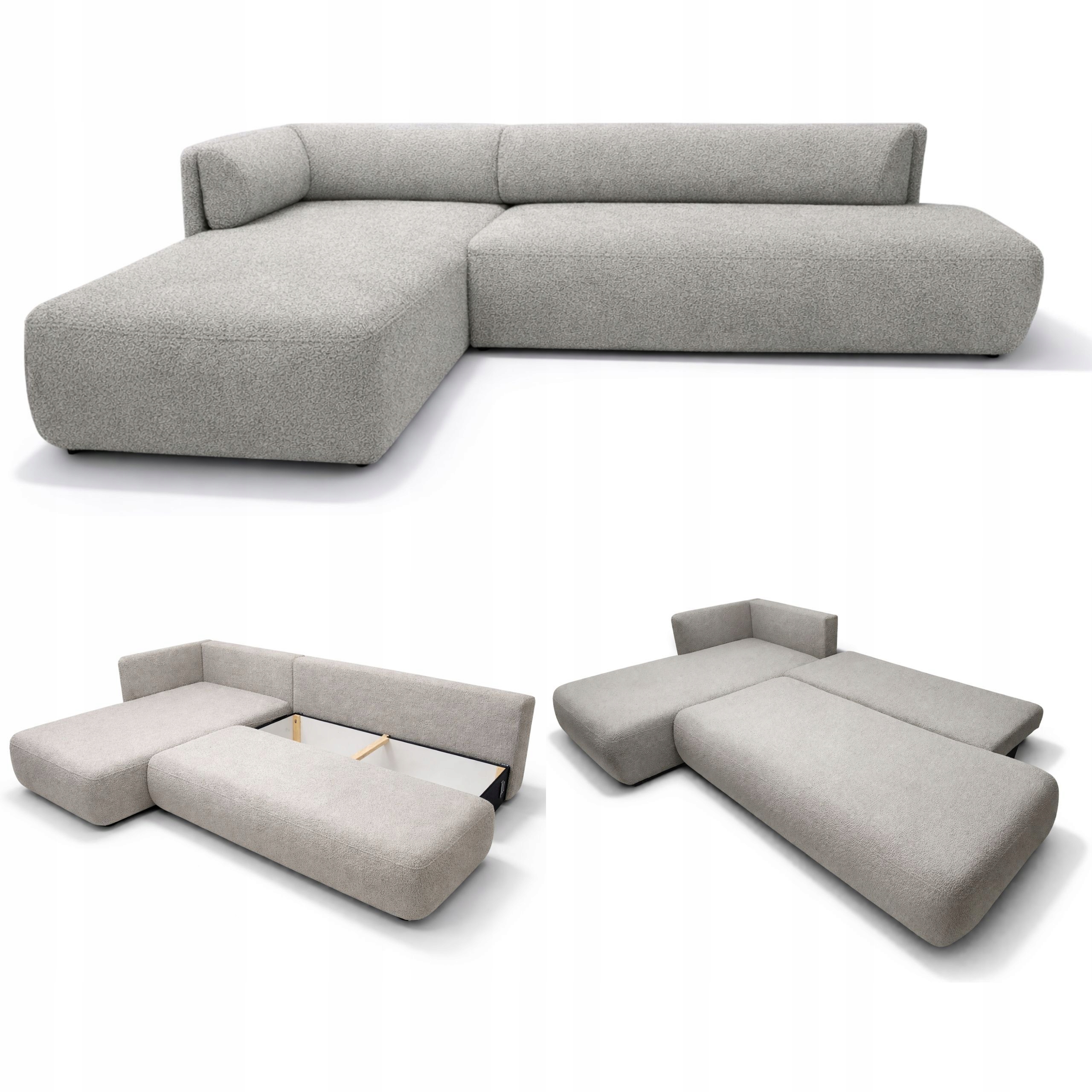 Moderní Rohová Sedací Souprava S Funkcí Spaní Rohová Sedačka Rozkládací Cloud Béžový Levý