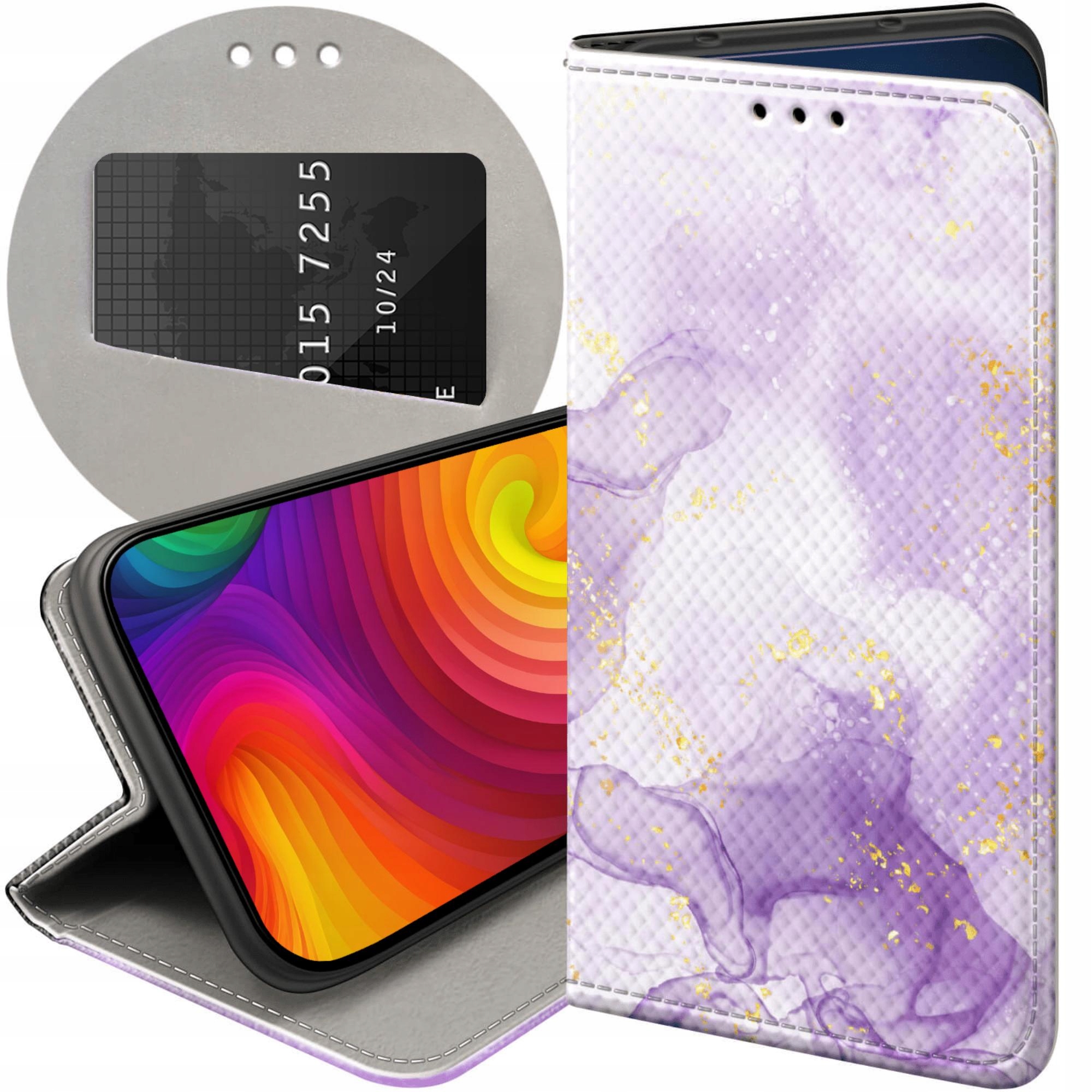 Etui Z Klapką Do Xiaomi Redmi Note 9T Fioletowe Fiolet Kształty Case