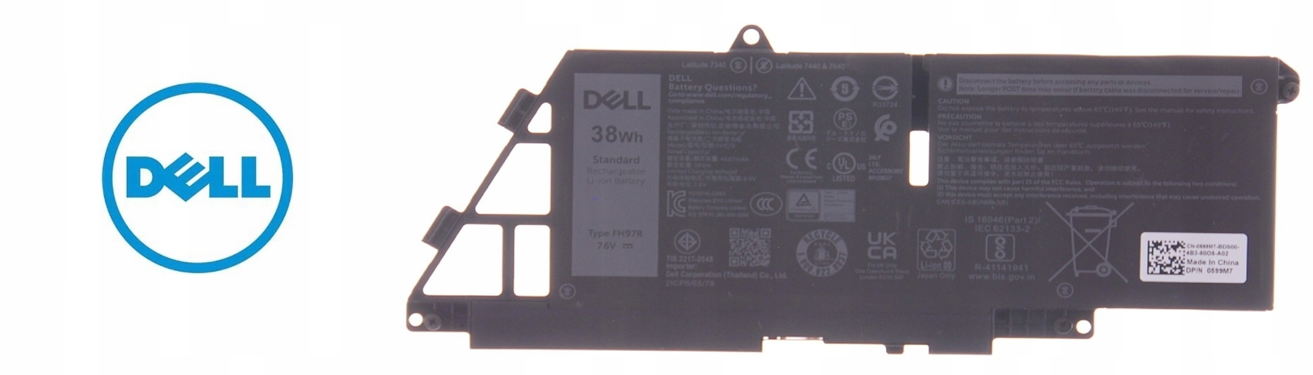 Baterie Dell FH97R 38Wh 7,6V pro Latitude 7340 7440 7640