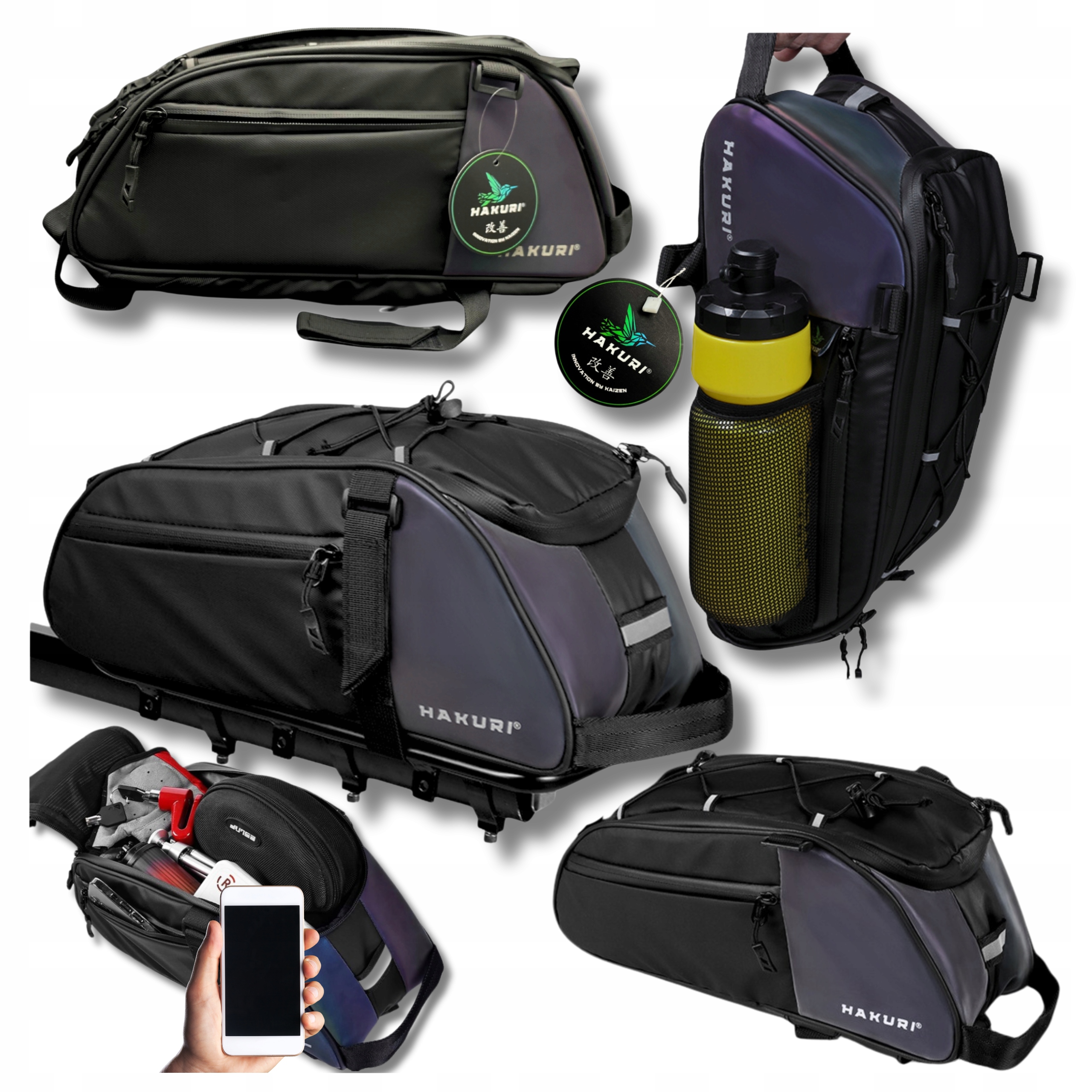 Sakwa rowerowa na bagażnik Torba Turystyczna Wodoodporna Odblask 5l Pojemna