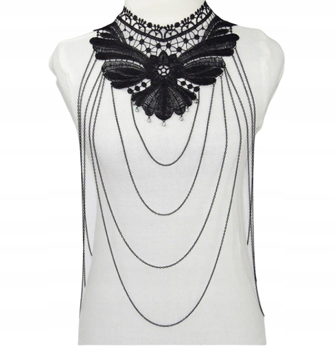 BIŻUTERIA RETRO OZDOBA CIAŁO ŁAŃCUSZEK KORONKA v1