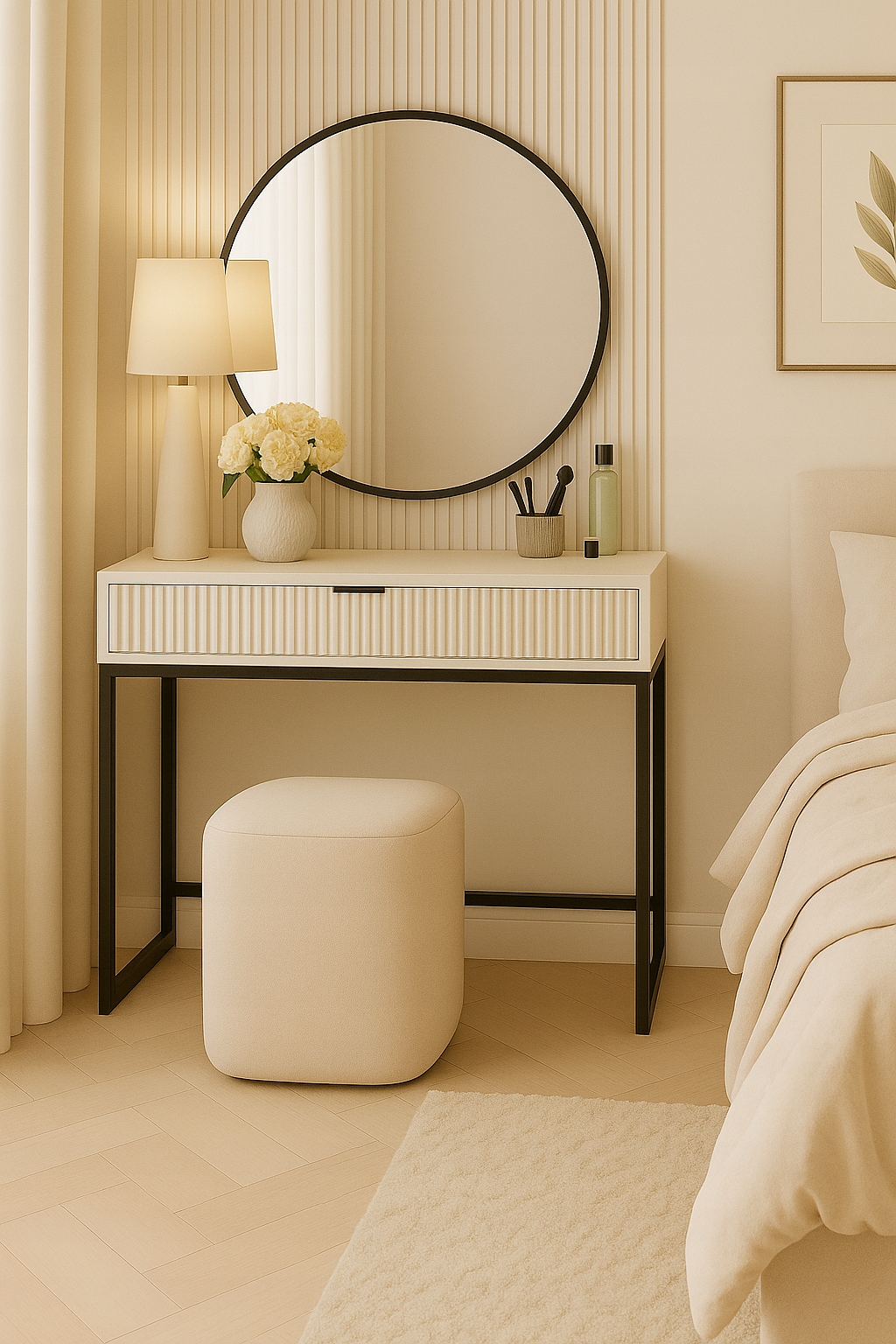 Toaletka 80 cm ryhovaná, čierne nohy, kašmír