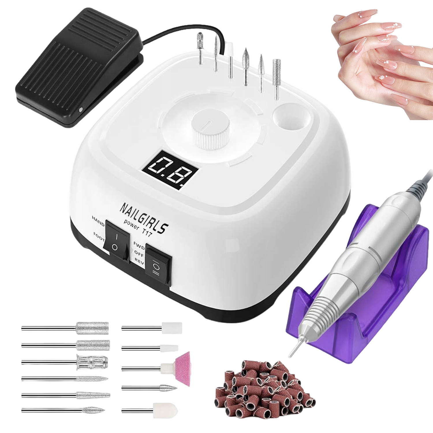 Pilník Na Nehty Manikúra Pedikúra Kleštička 35000RPM 220V