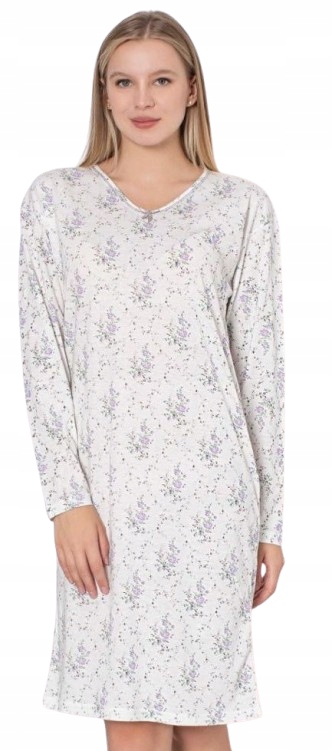 Elegantní Košile S Dlouhým Rukávem, Jemná Louka, Fialové Květy 4XL