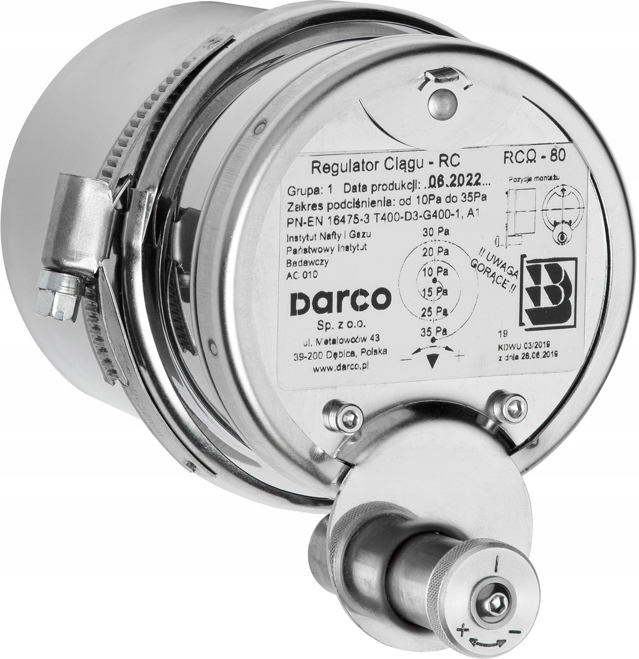 Regulátor stabilizátoru komínového tahu Fi 80 Rco 80 Kulatý Darco