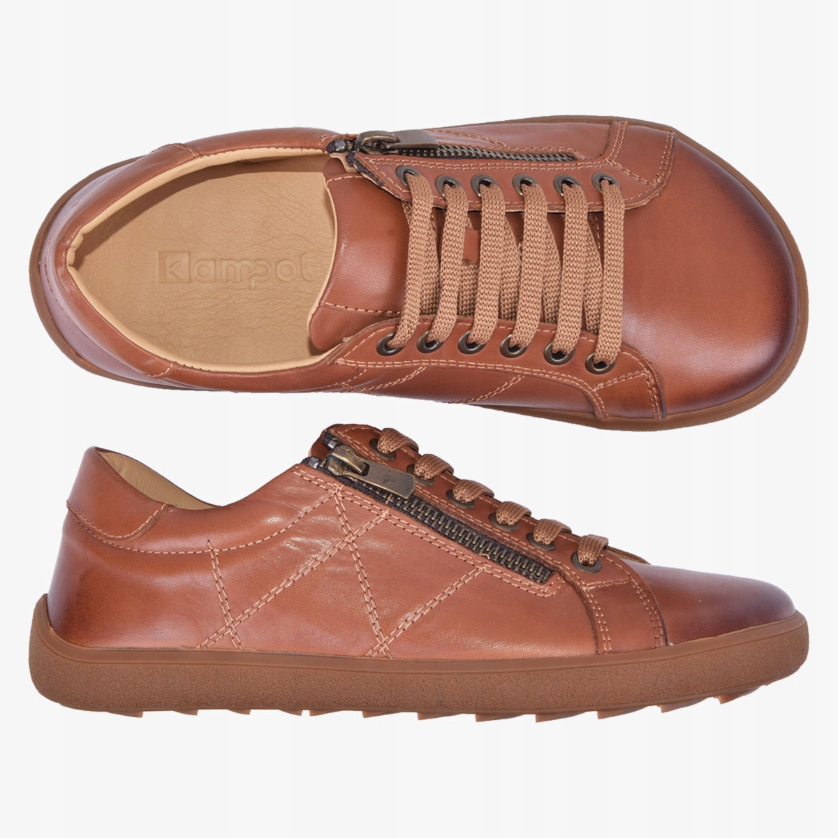 Buty Damskie Barefoot Skórzane Minimalistyczne Szerokie Brązowe Kampol 38