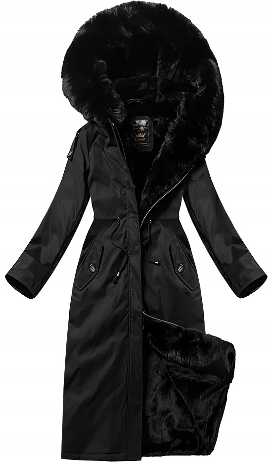 Dlouhá Zimní Bunda 7643 Černá XXL (44)