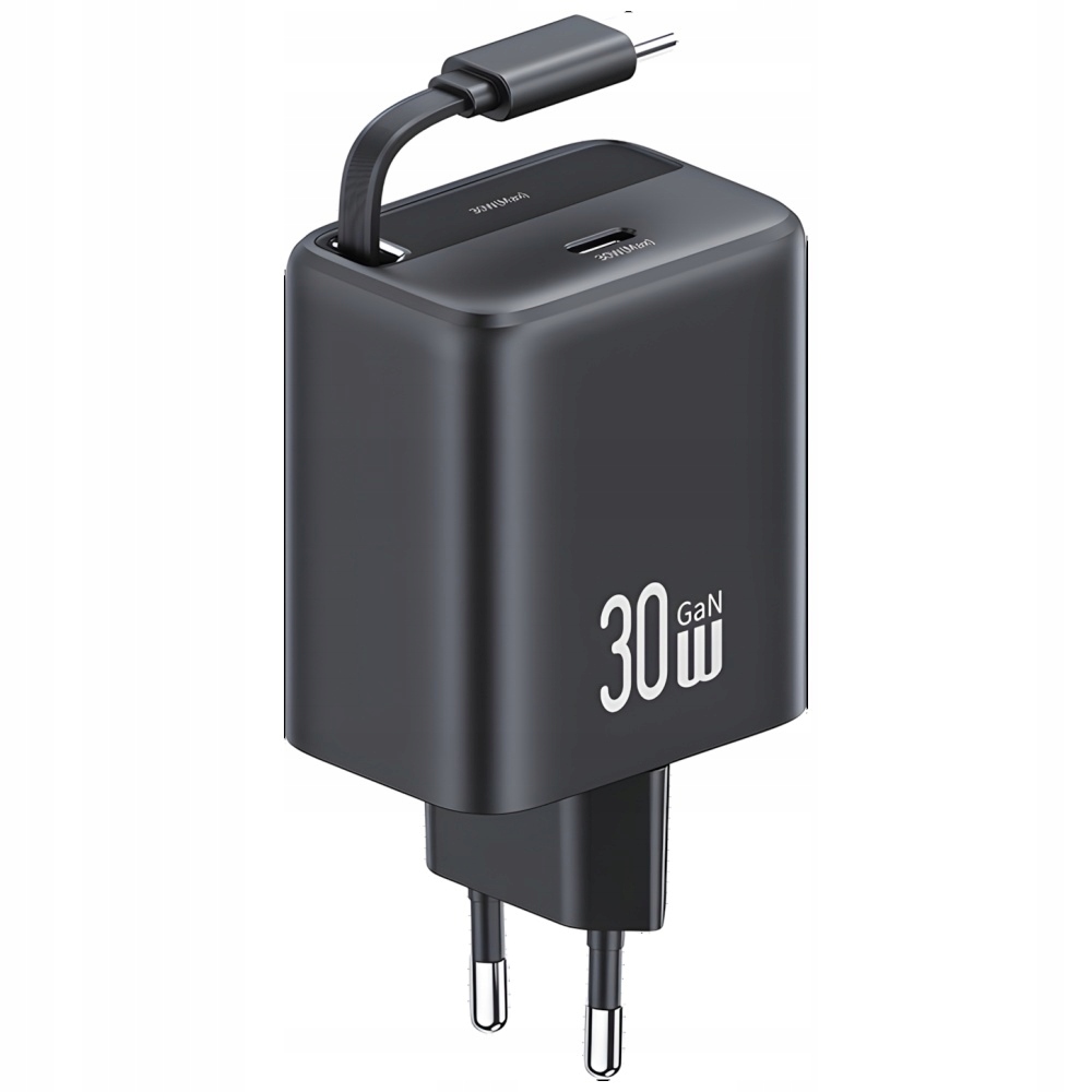 Usams Síťová nabíječka 1xUSB-C s navíjecím kabelem Usb-c Retractable Pd+qc 30W Gan