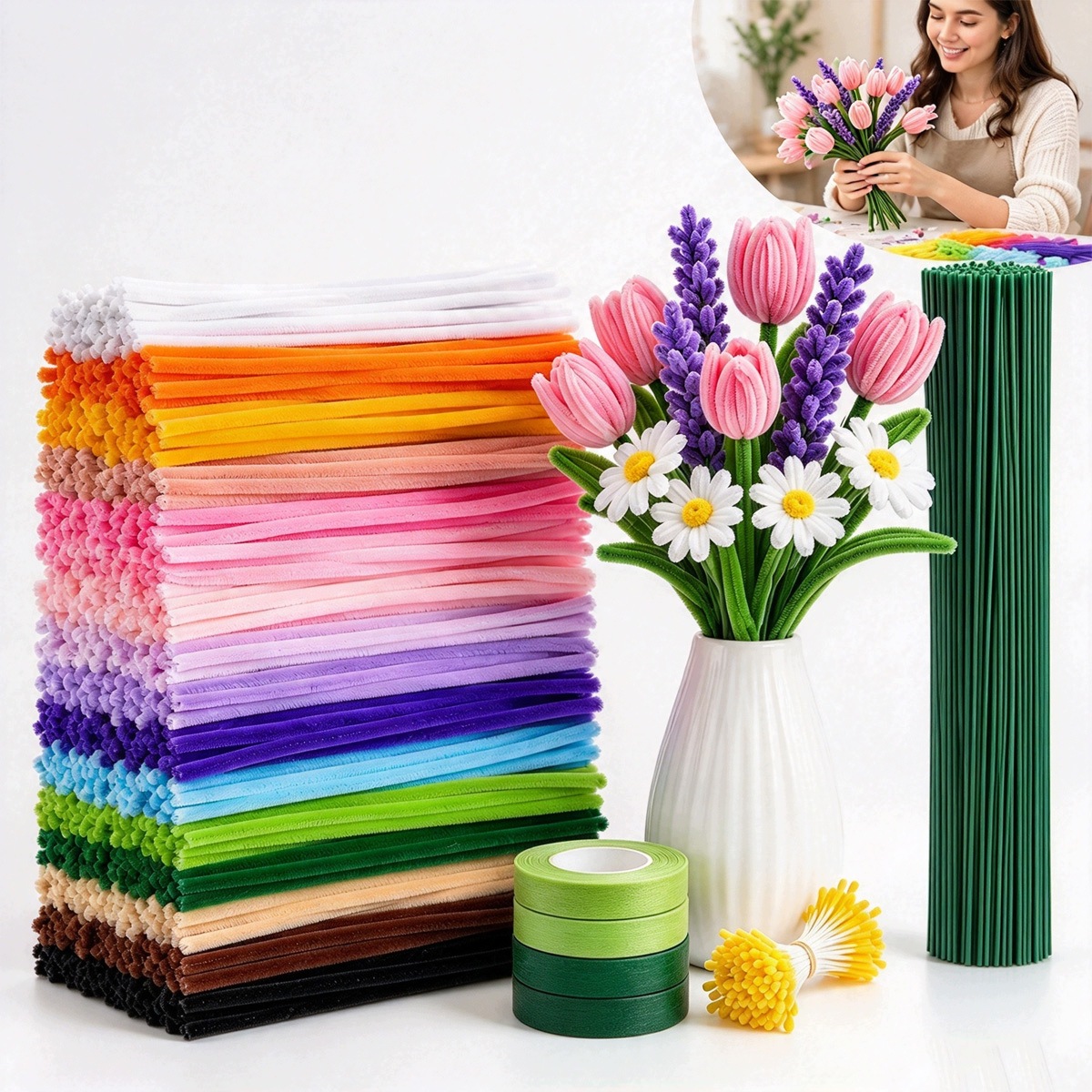 Kreativní Drátky Floristické Sada 800 Kusů Dráty Na Květiny Příslušenství