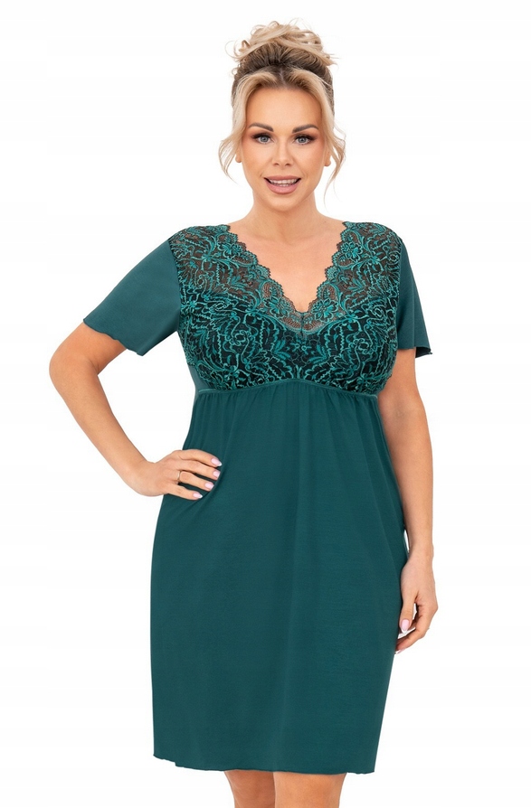 Donna Dámská Košile Melania Plus Krajka S Krátkým Rukávem Zelená 6XL 52