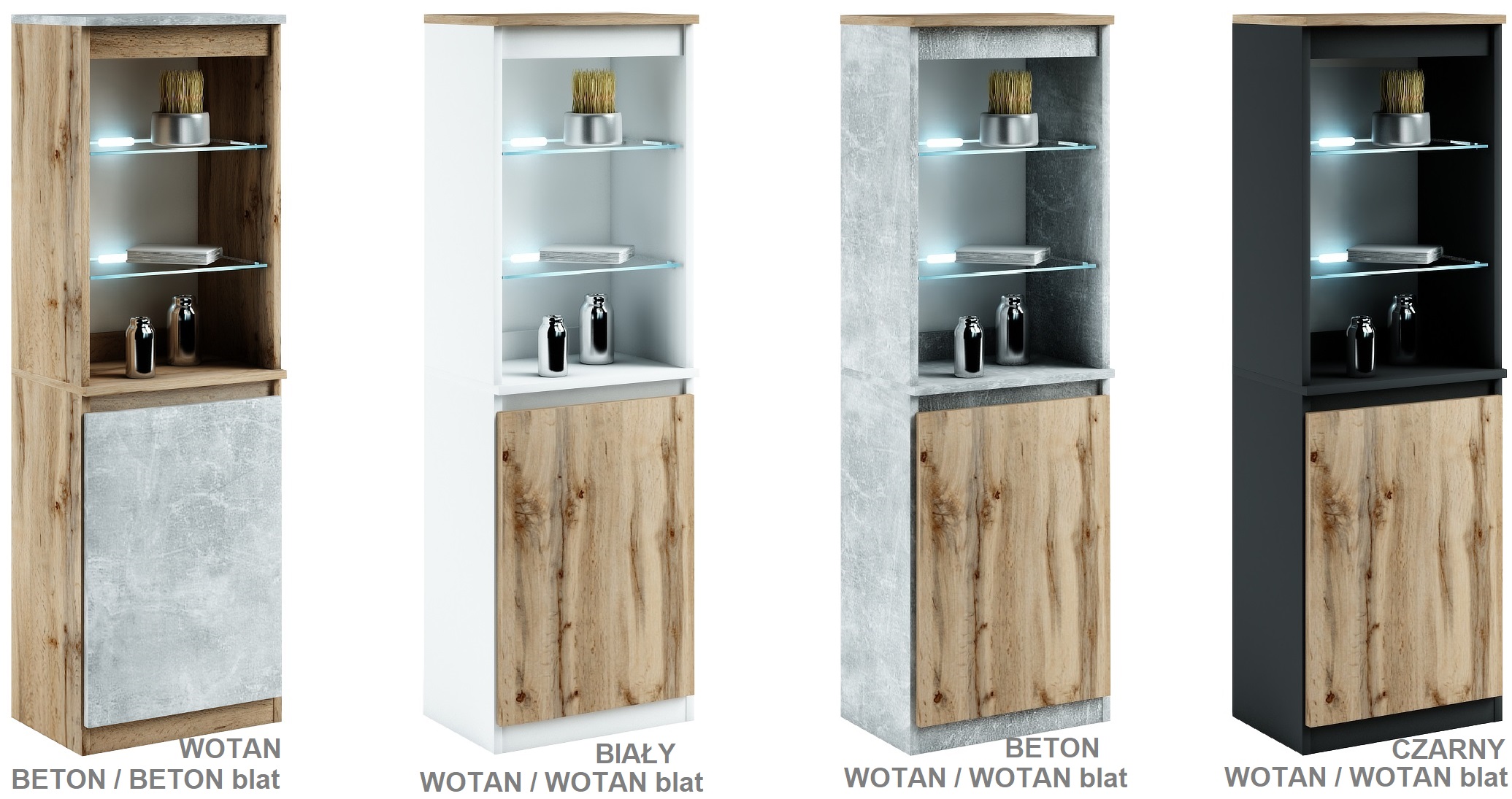 032-055 WITRYNA LED/1d + oświetlenie RGB - CZARNY / WOTAN / WOTAN Kod producenta 032/LED56Wd1N2p1