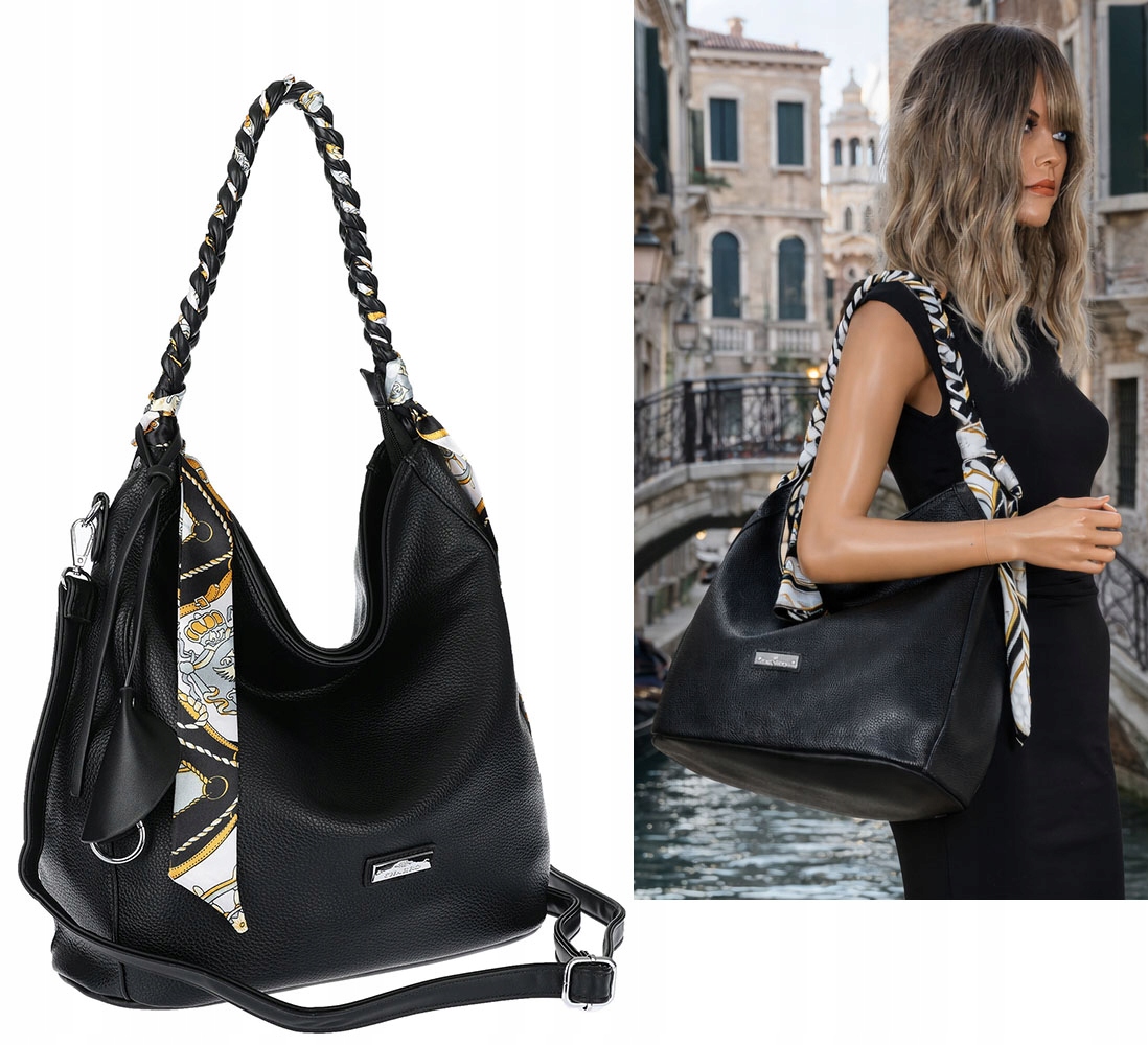 Torebka Damska Worek Shopper Torba na Ramię duża pajemna CH66816 Czarna