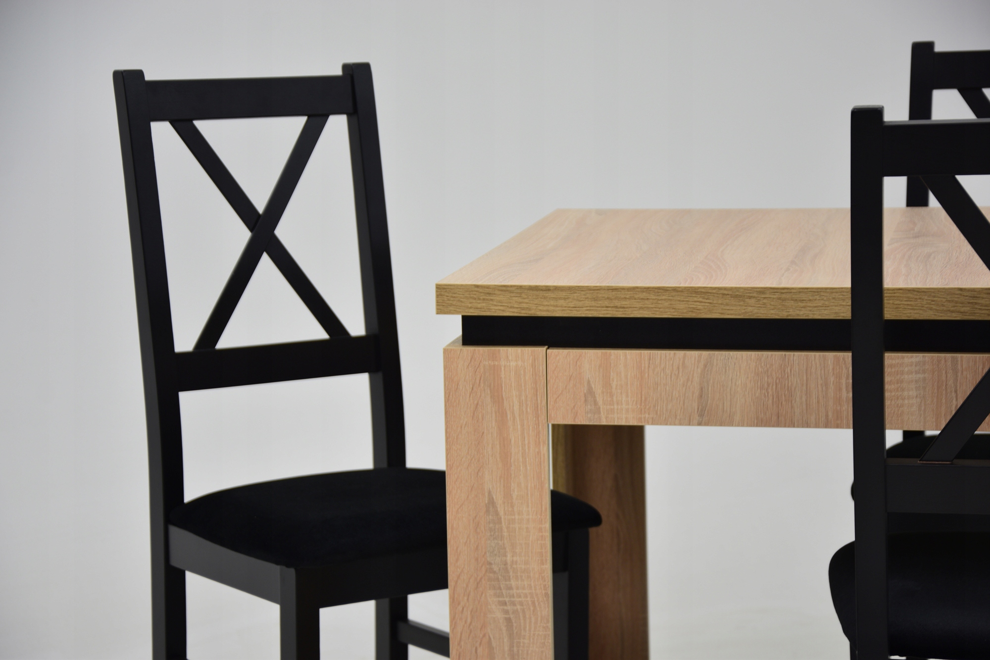 Stół Rozkładany SONOMA 6 krzeseł z drewna JADALNIA Kolor korpusu krzesła czarny