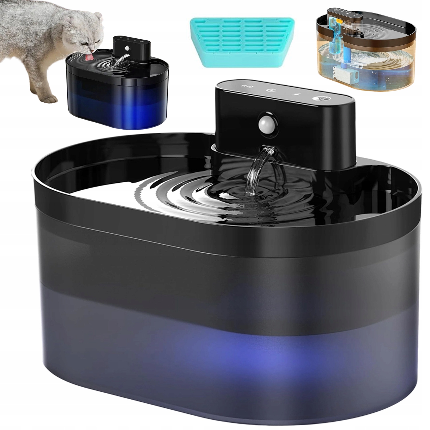 Levně Bezdrátové Krmítko Pro Kočky Fontána 2.2 L S Filtrem A Senzorem