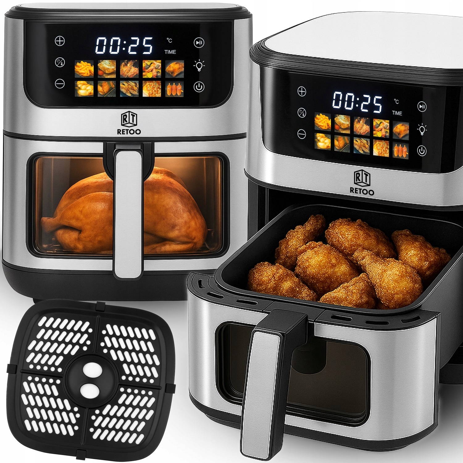 Beztuková Fritéza Veľká 6,5 L Rúra 1800 W Air Fryer 10 Programov