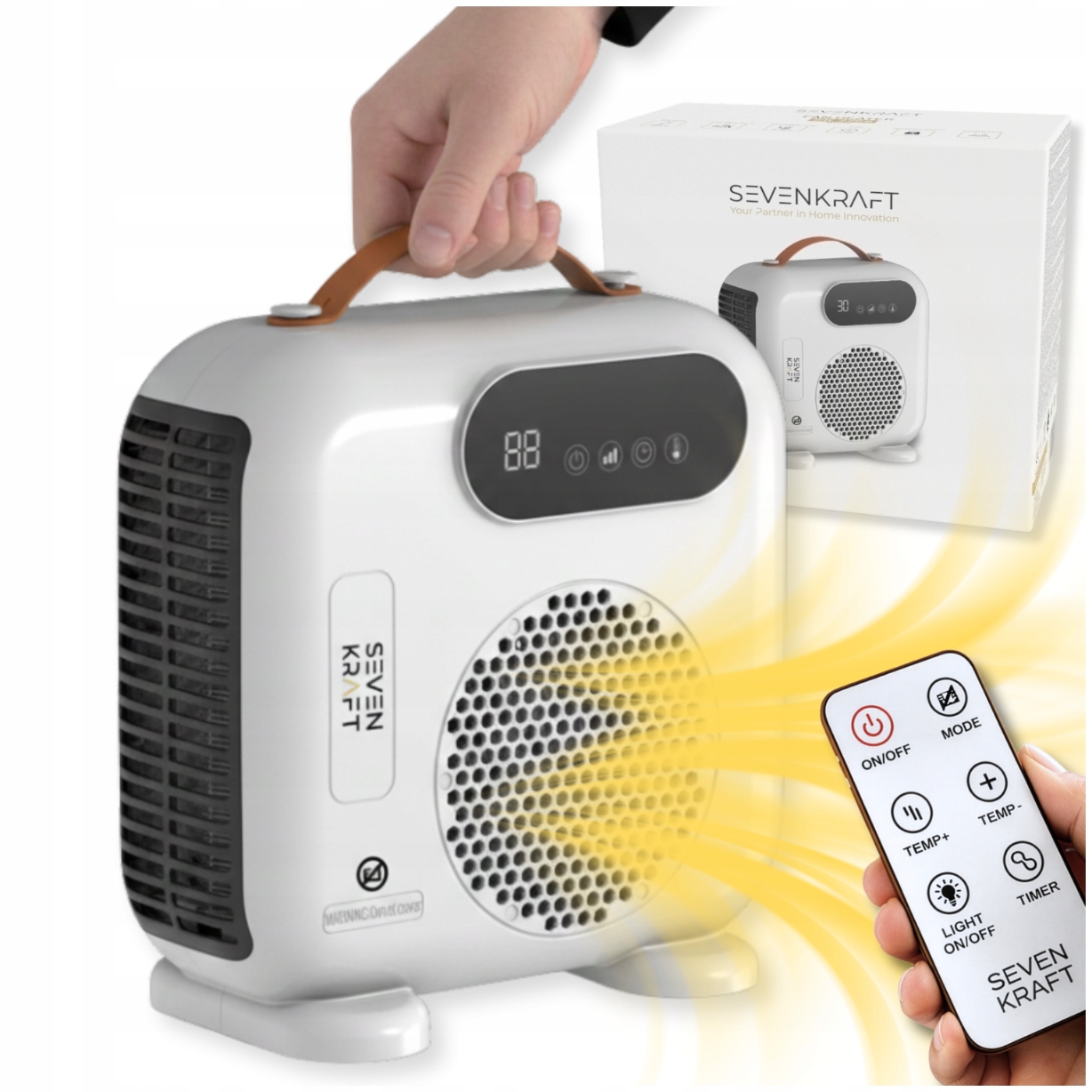 Led termoventilátor s dálkovým ovládáním 2000 W Časovač Elektrický ohřívač Studený přívod vzduchu