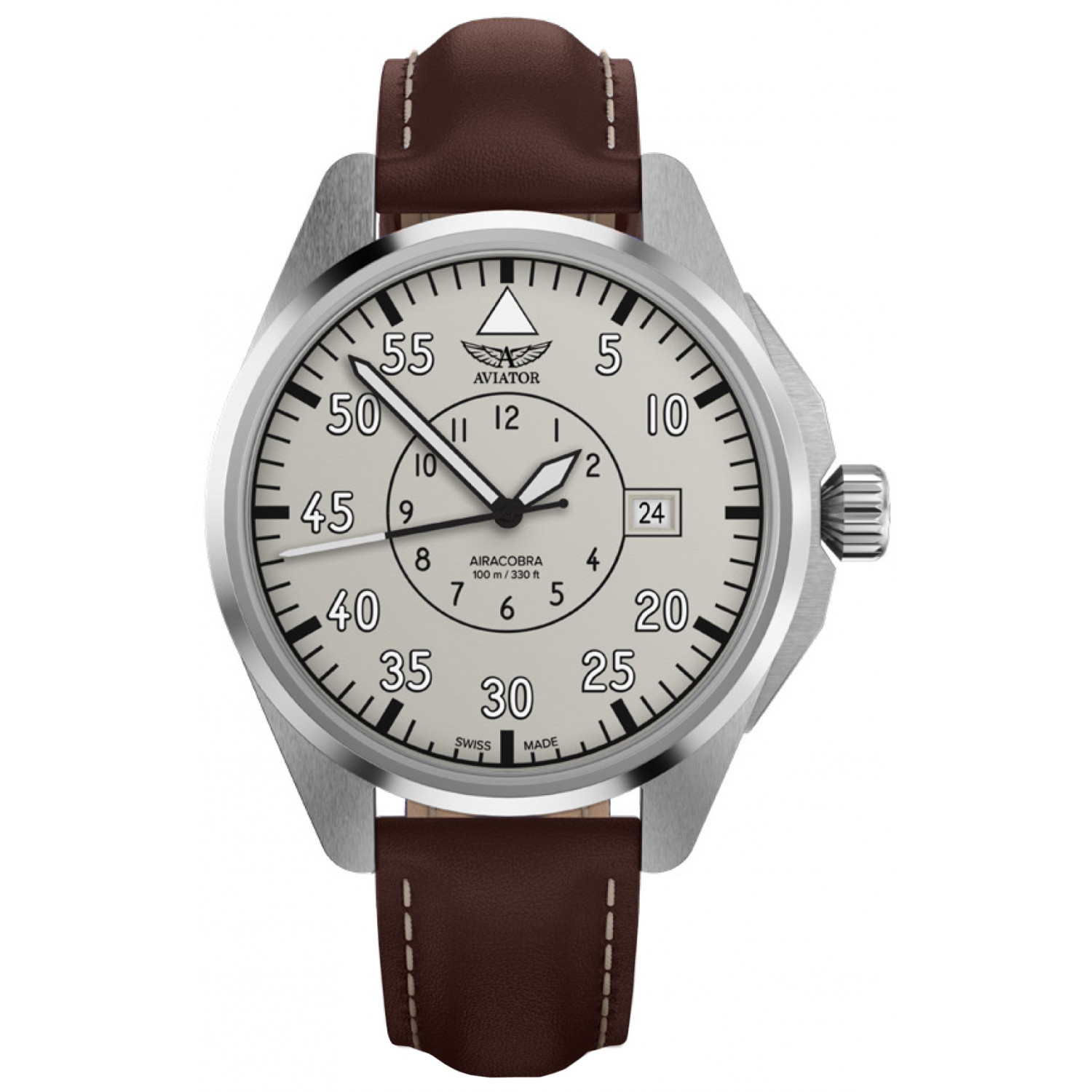 Zegarek męski Aviator V brązowy z srebrną kopertą