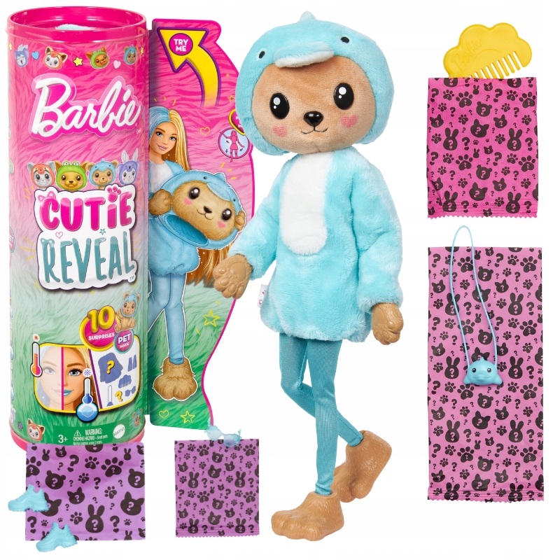 BARBIE CUTIE REVEAL LALKA MIŚ-DELFIN PRZEBRANIE WIOSENNE KOSTIUMY ZWIERZAK