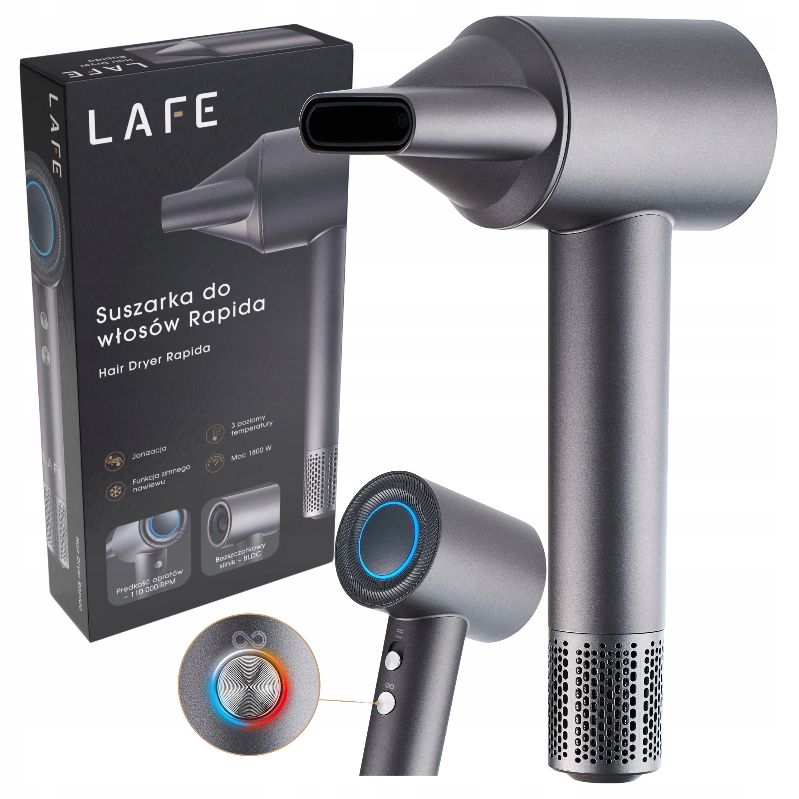 Suszarka do włosów z Jonizacją Zimny Nawiew Mocna 1600W Bldc 110000 Rpm