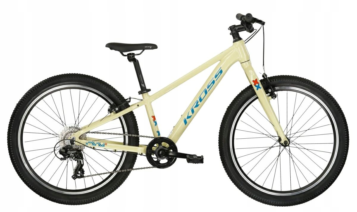 Rower Kross Level Jr 1.0 beżowy czerwony połysk 2025 Koła 24"