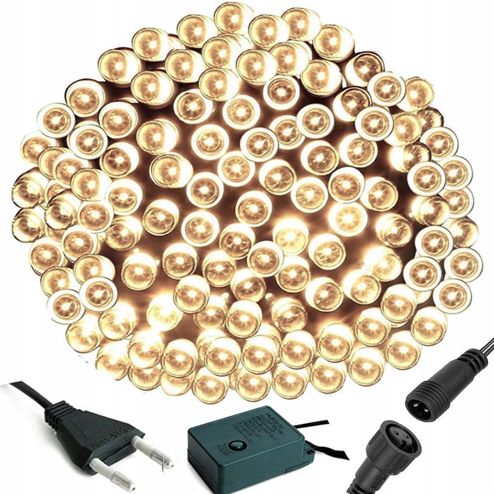 

Lampki choinkowe zewnętrzne 200 Led 10m Ciepły