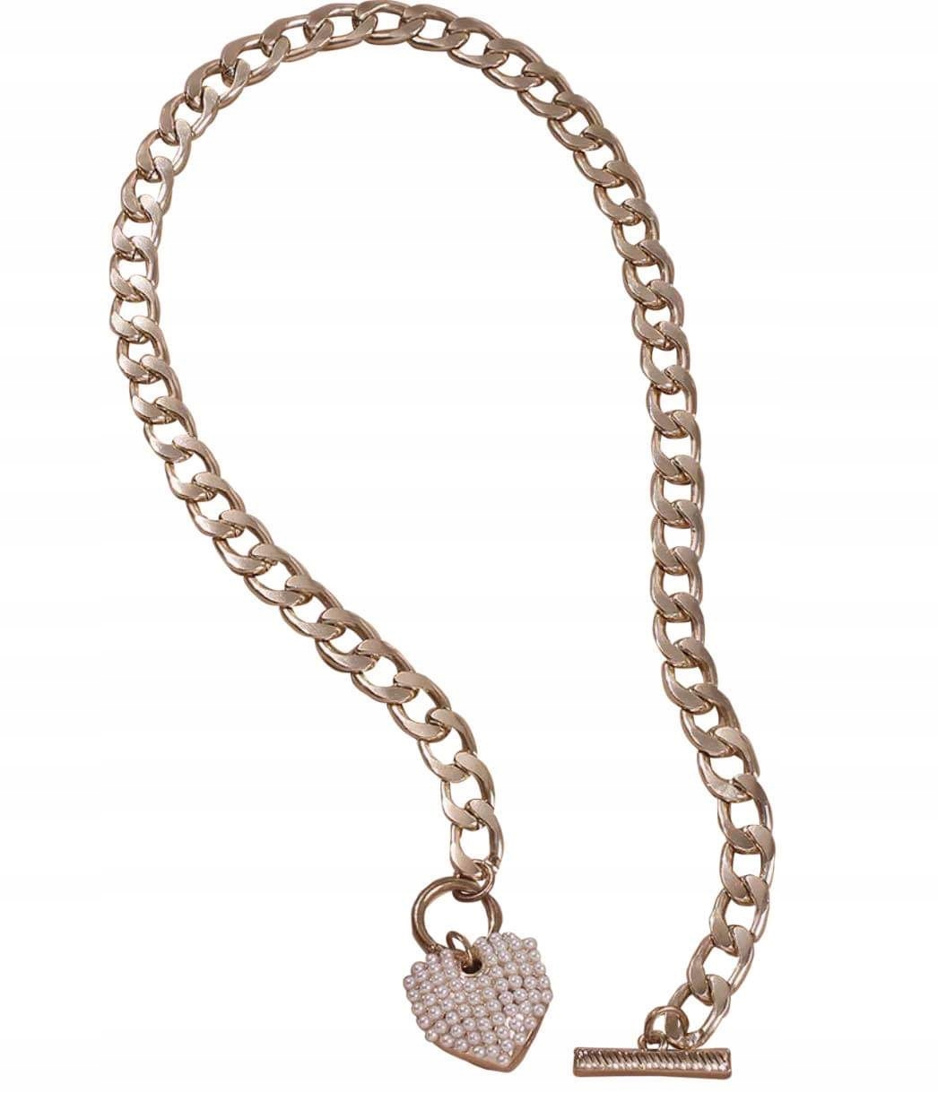 

Naszyjnik Łańcuch Złoty Serce Sercem Perły Choker