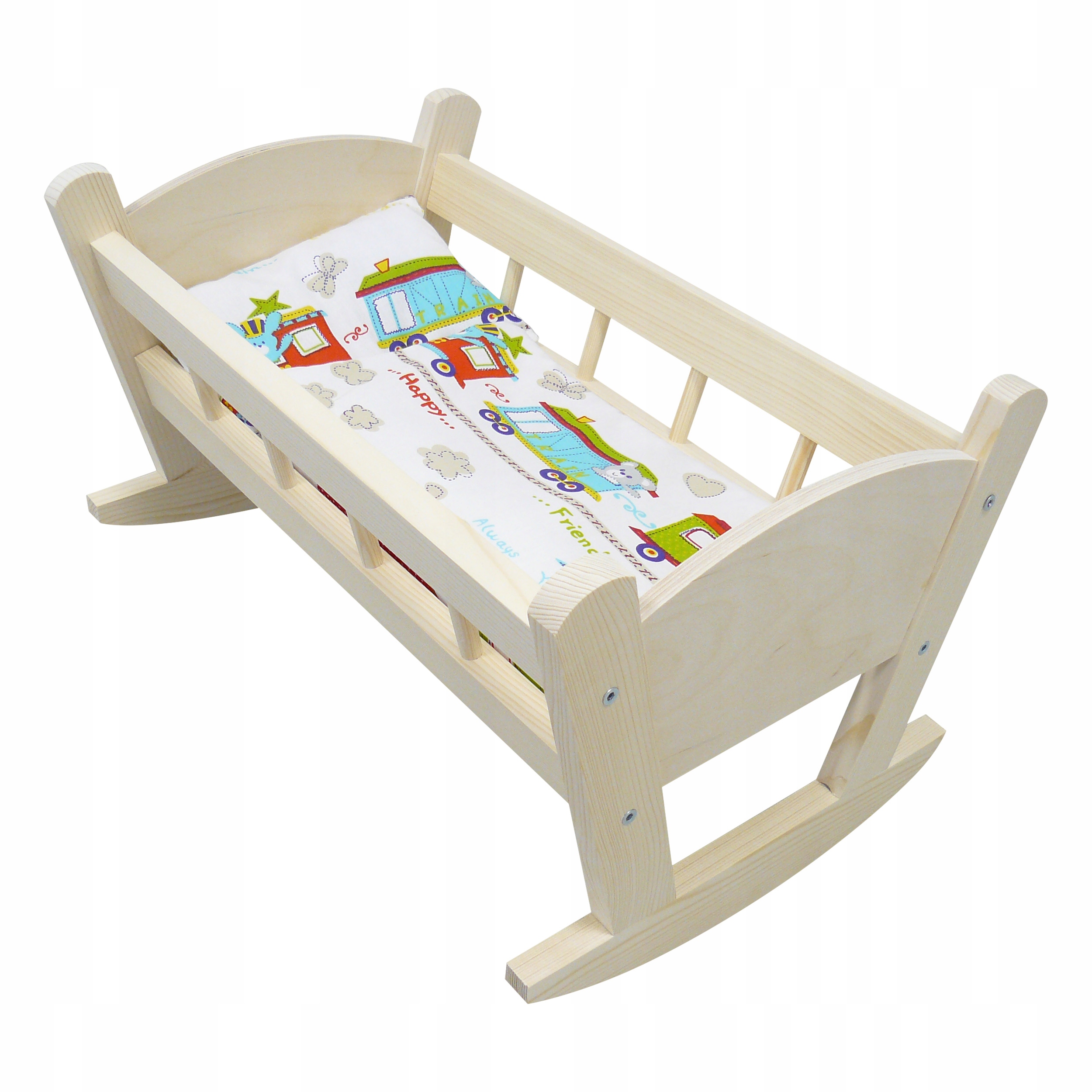 KOŁYSKA DREWNIANA NATURALNA + POŚCIEL POCIĄG !!!