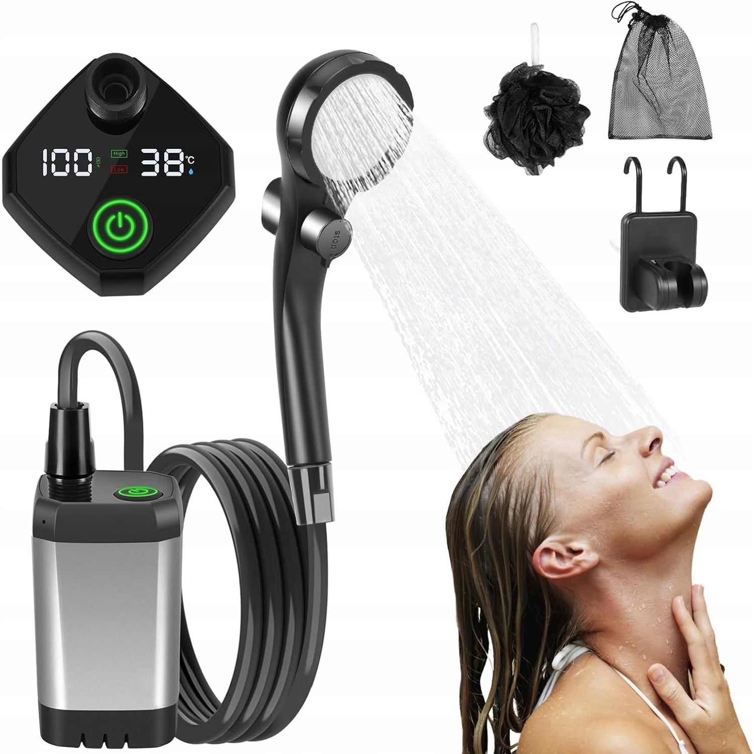 Turistická Sprcha Elektrická Kempingová Pumpa Akumulátor Přenosná IPX7