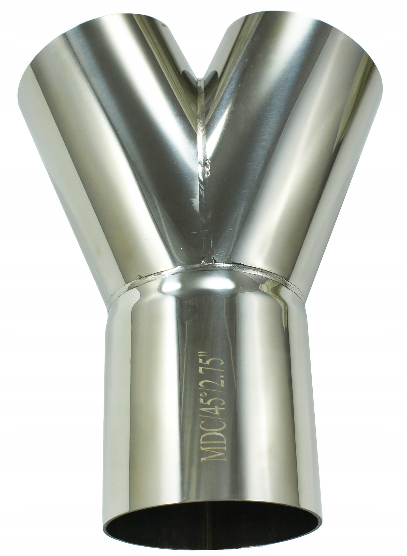 MDC Y-pipe T-rozdělovač výfuku 45 stupňů 70 70 mm 2,75'' Nerezová ocel 304SS